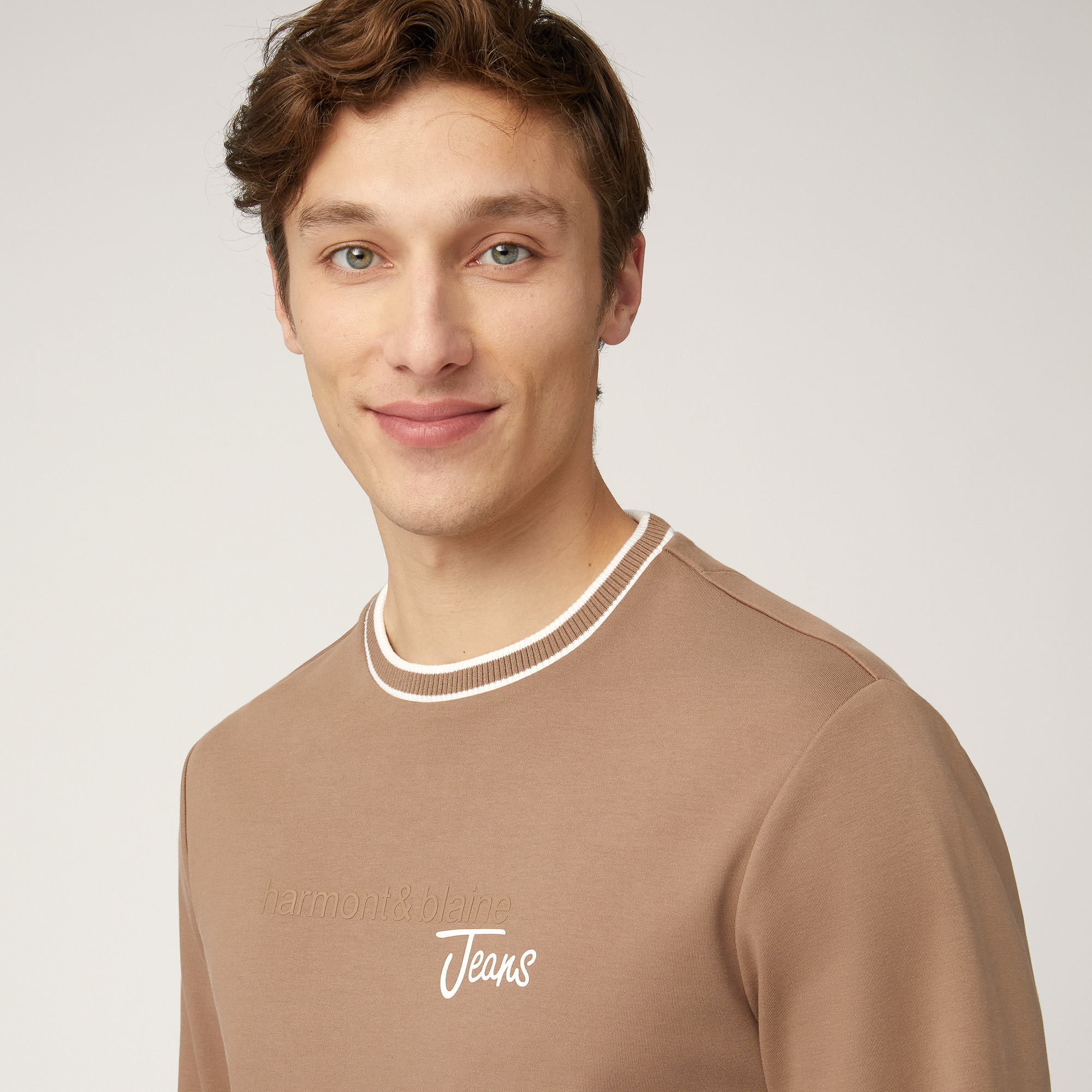 Cotton Sweatshirt with Lettering, Light Brown, large image number 2