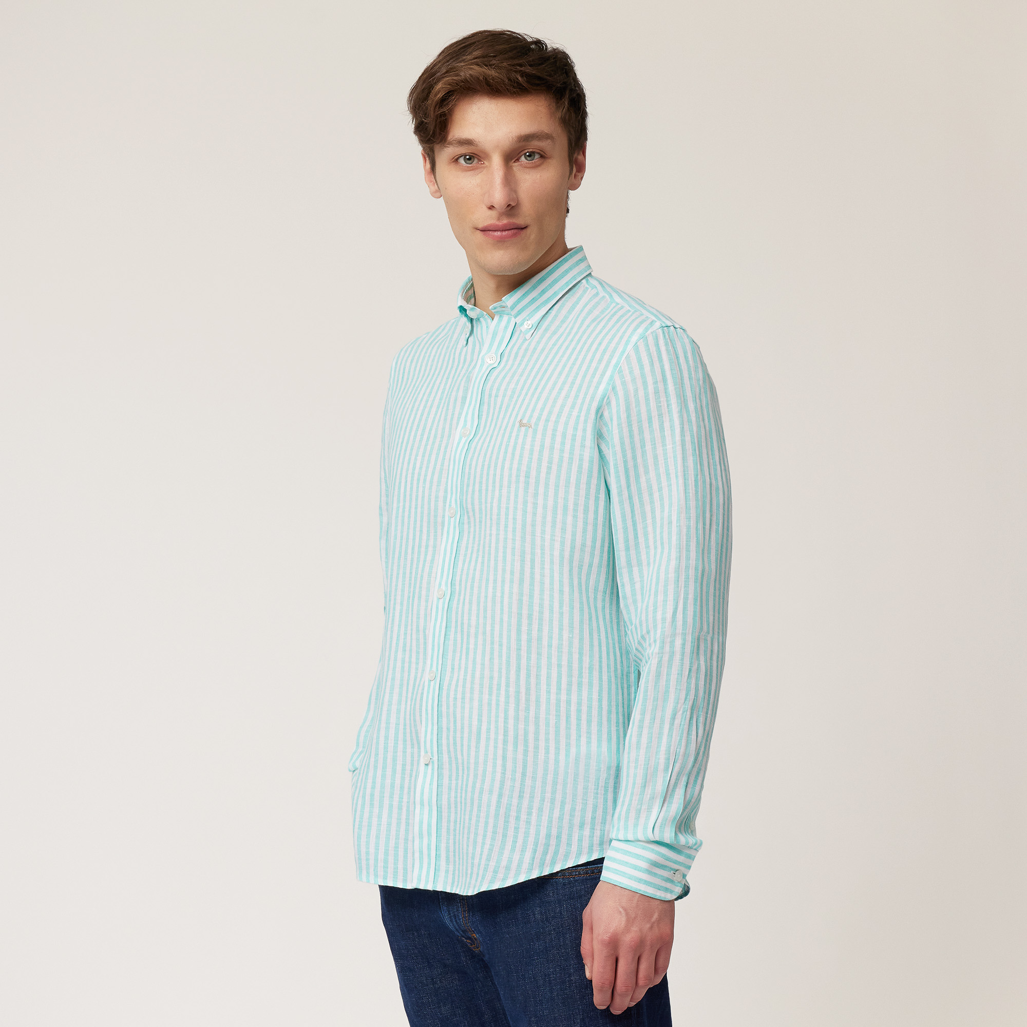 Camicia Sorbetto Con Bassotto, Verde Acqua, large