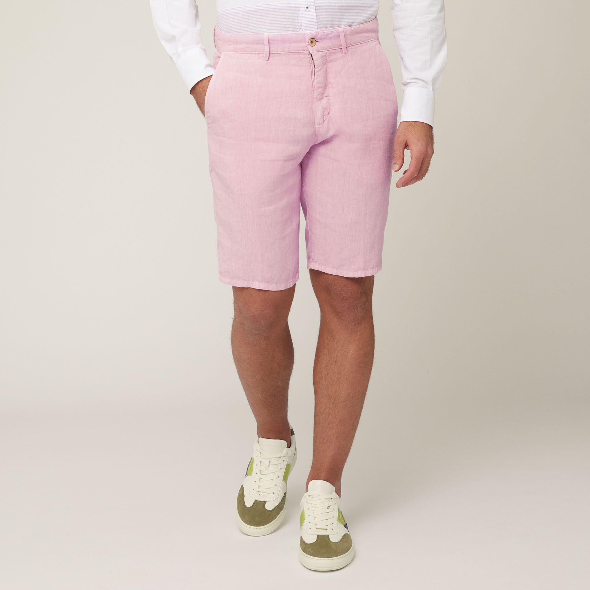 Linen Regular Bermuda Shorts, Lilac, large image number 0