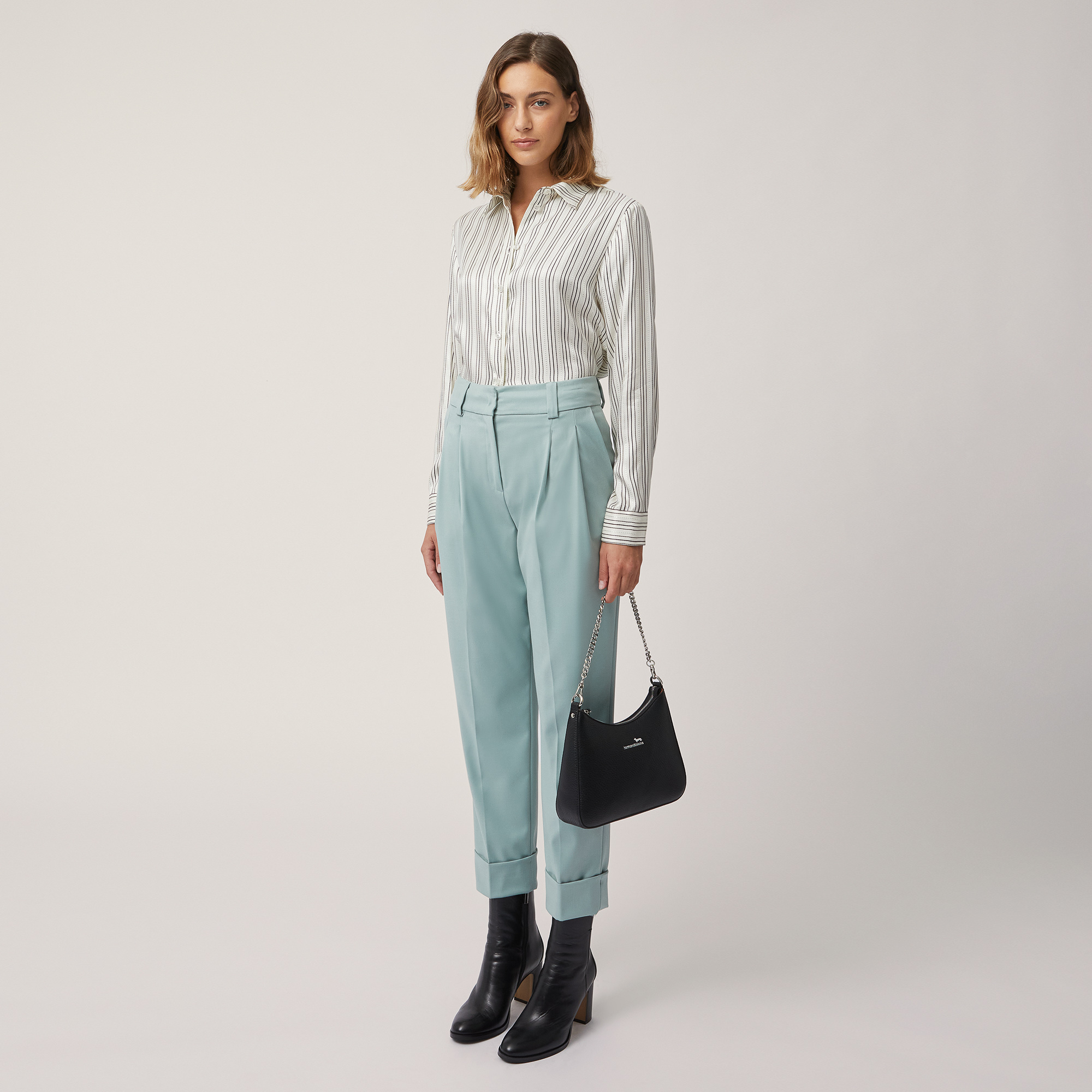 Pants with Turn-Up Hem, Teal, large image number 3