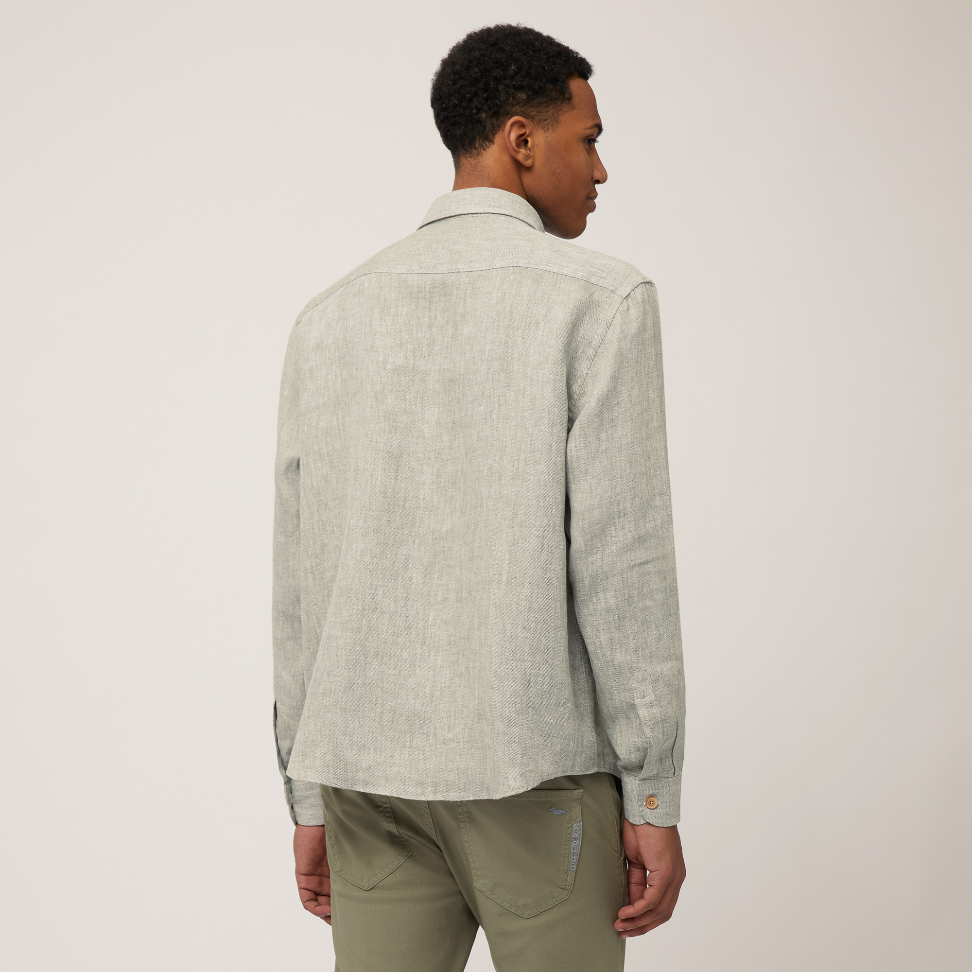 Linen Overshirt, Military Green, large image number 1