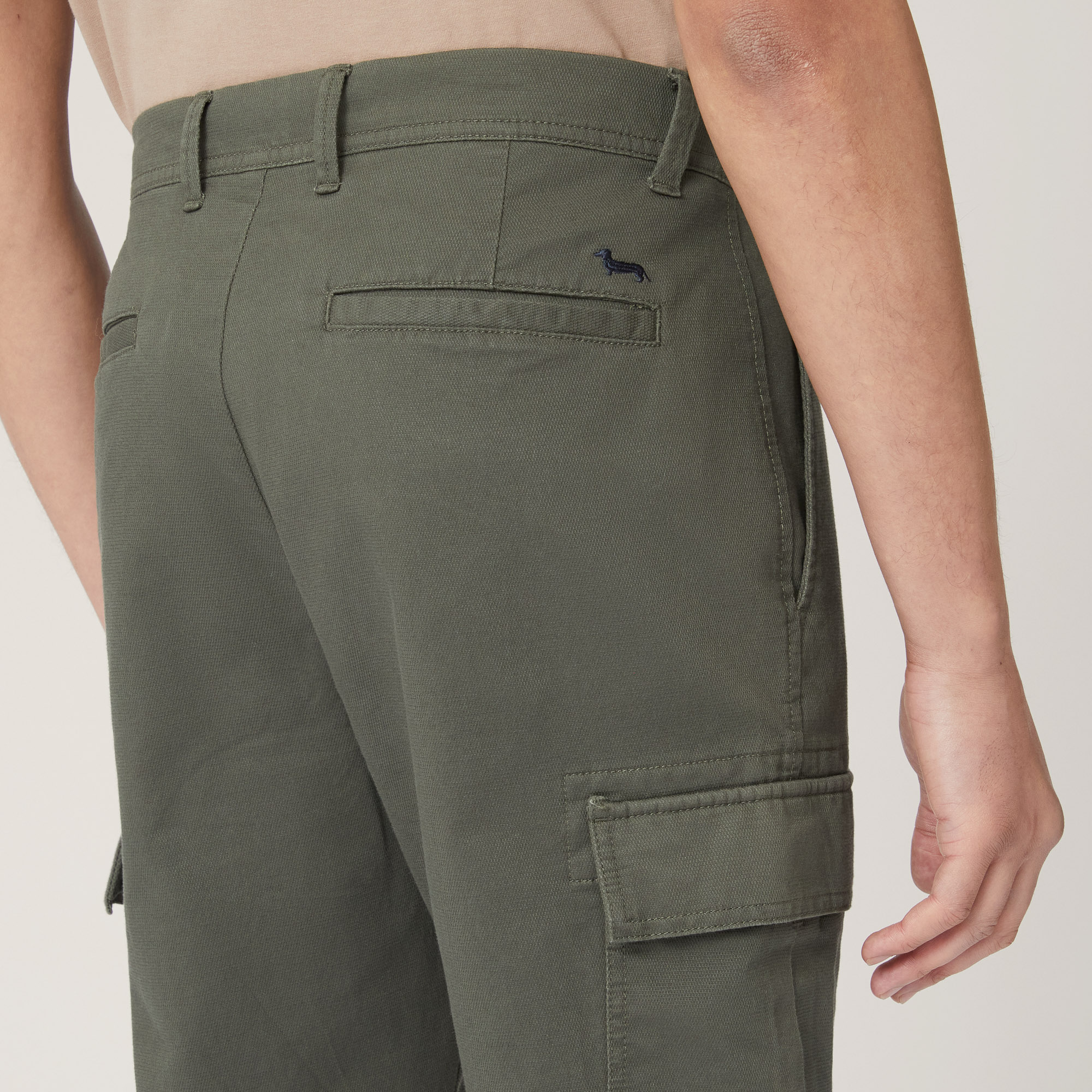 Stretch Cotton Cargo Pants, Green, large image number 2