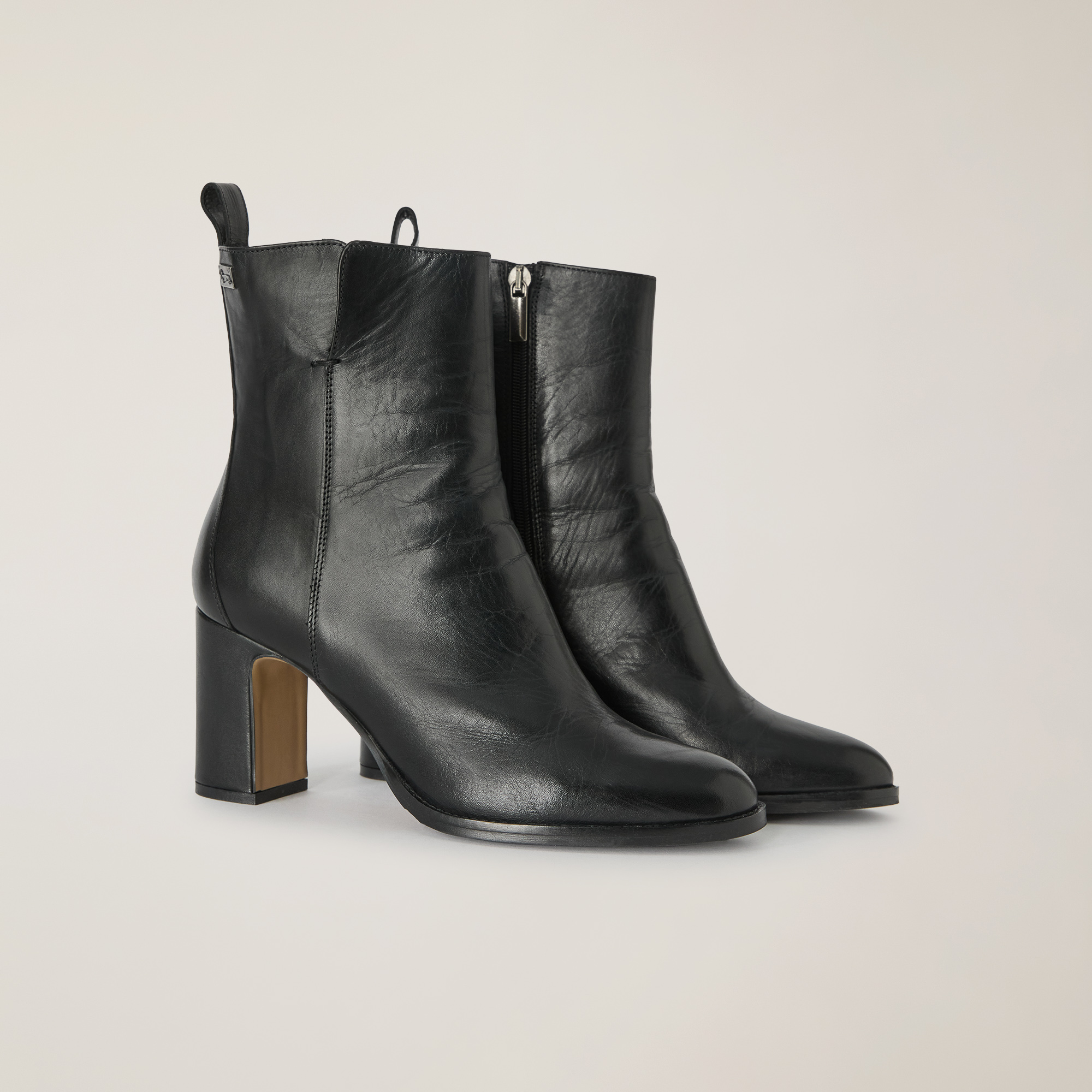 Genuine Leather Ankle Boots, Nero, large image number 1