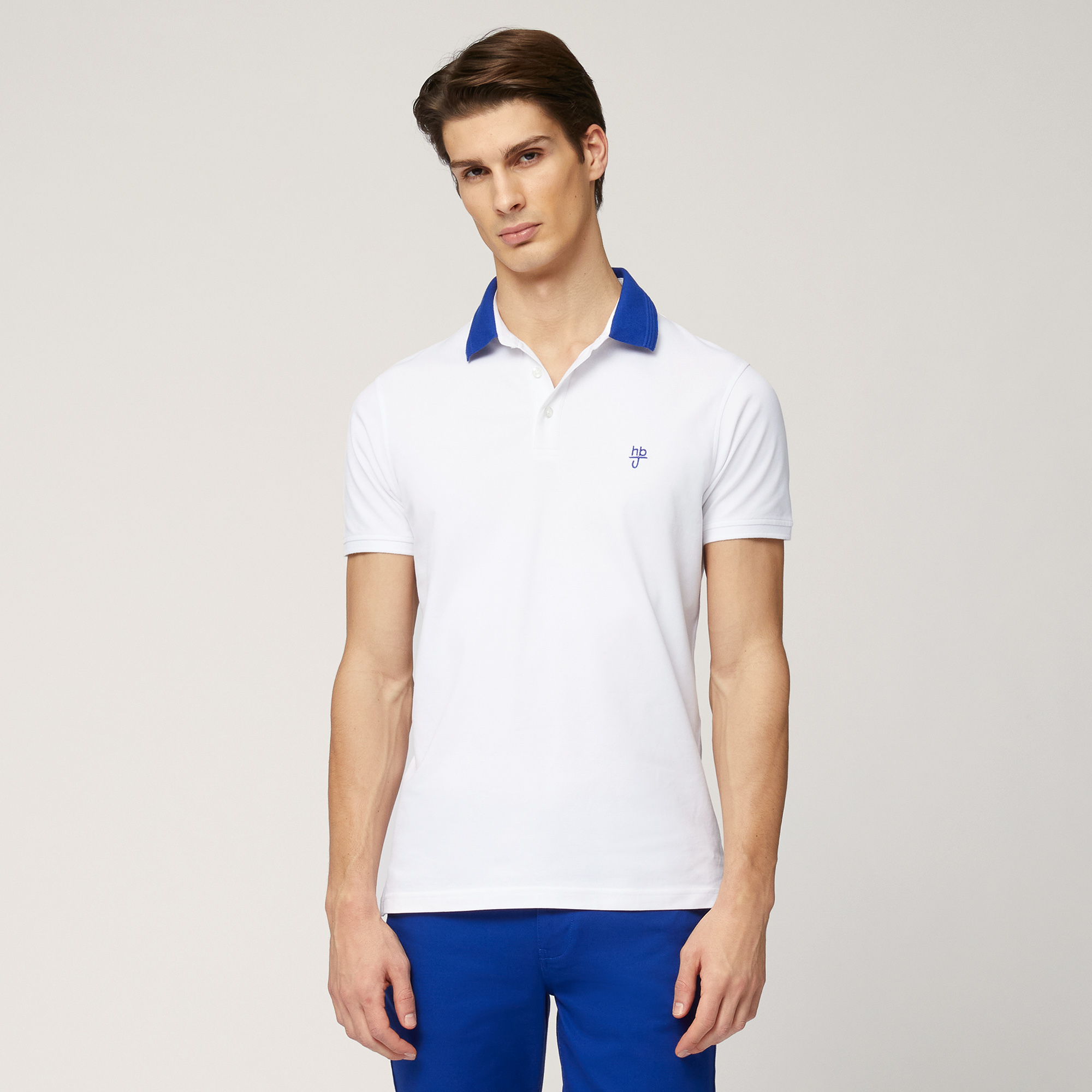 Polo with Contrasting 3D Collar, White, large image number 0