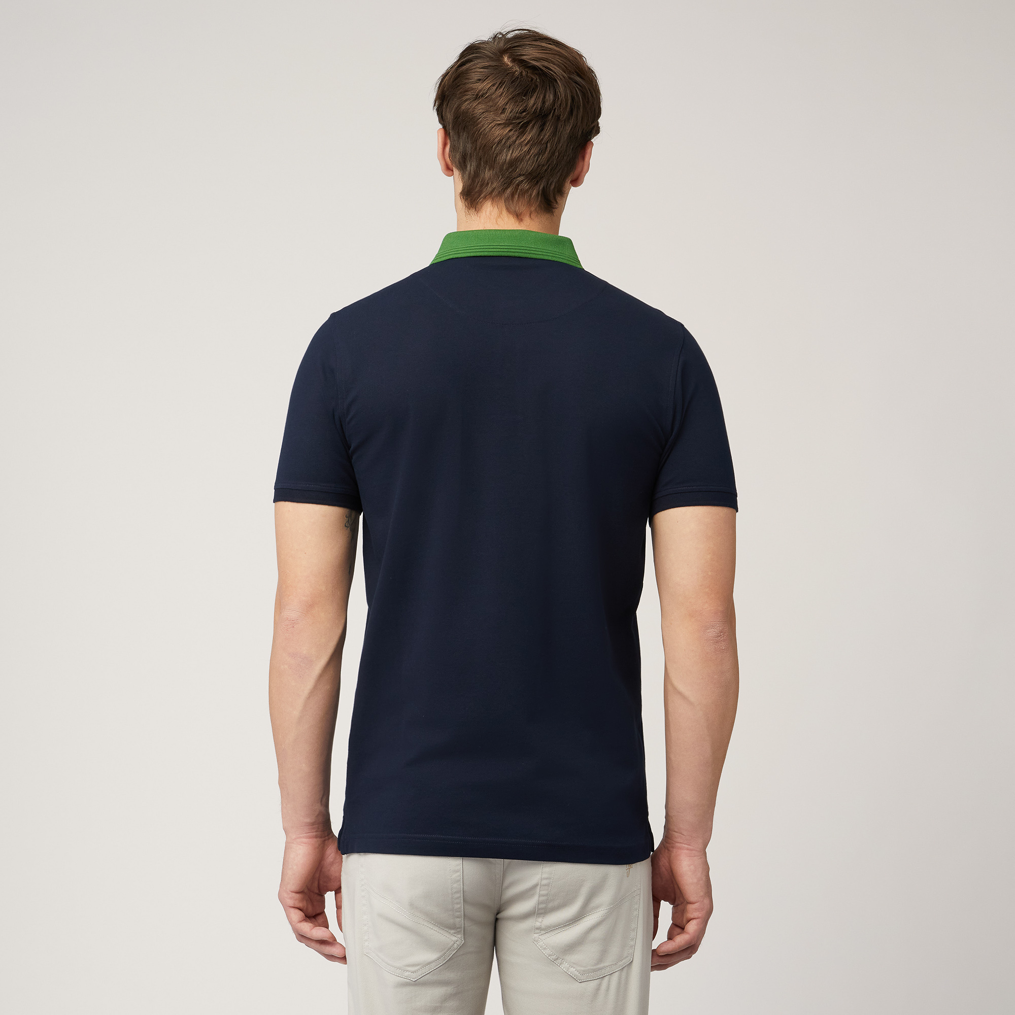 Polo with Contrasting 3D Collar, Dark Blue, large image number 1