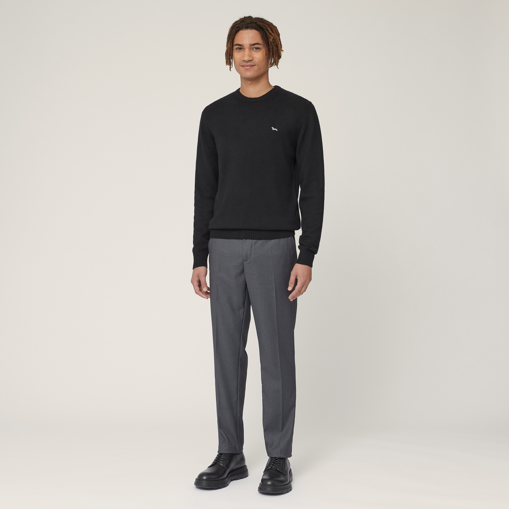 Wool-Blend Crew-Neck Pullover, Nero, large image number 3