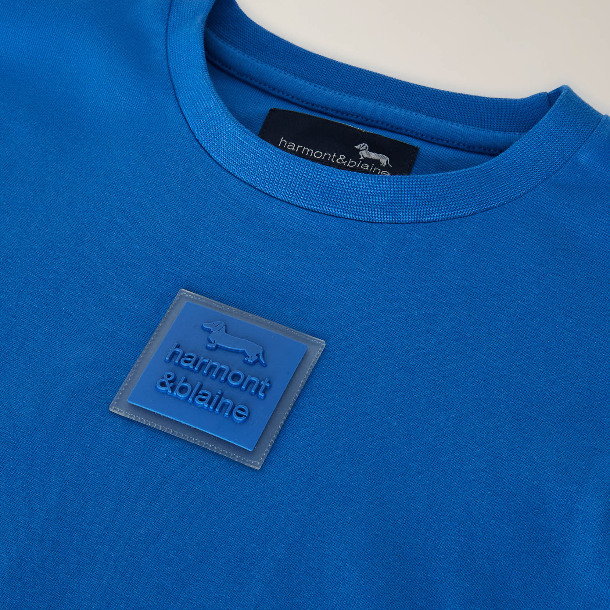 Organic T-Shirt With Patch And Embroidered Slogan, Light Blue, large image number 2