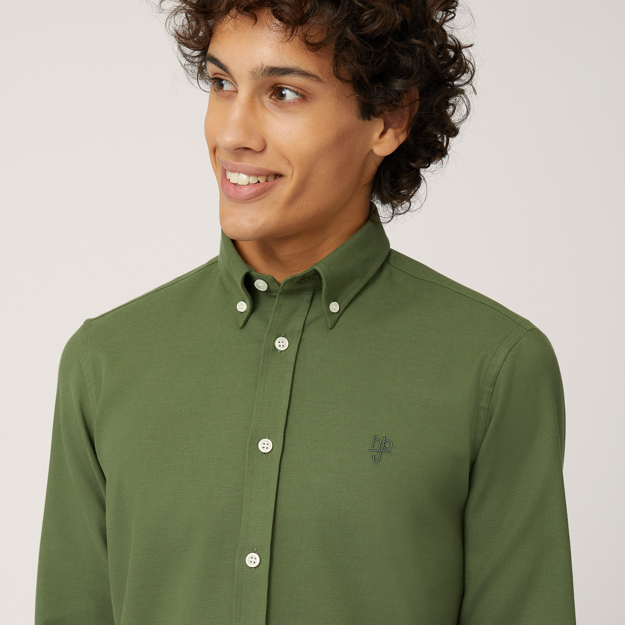 Camicia Collo Con Bottoncini, Verde, large image number 2