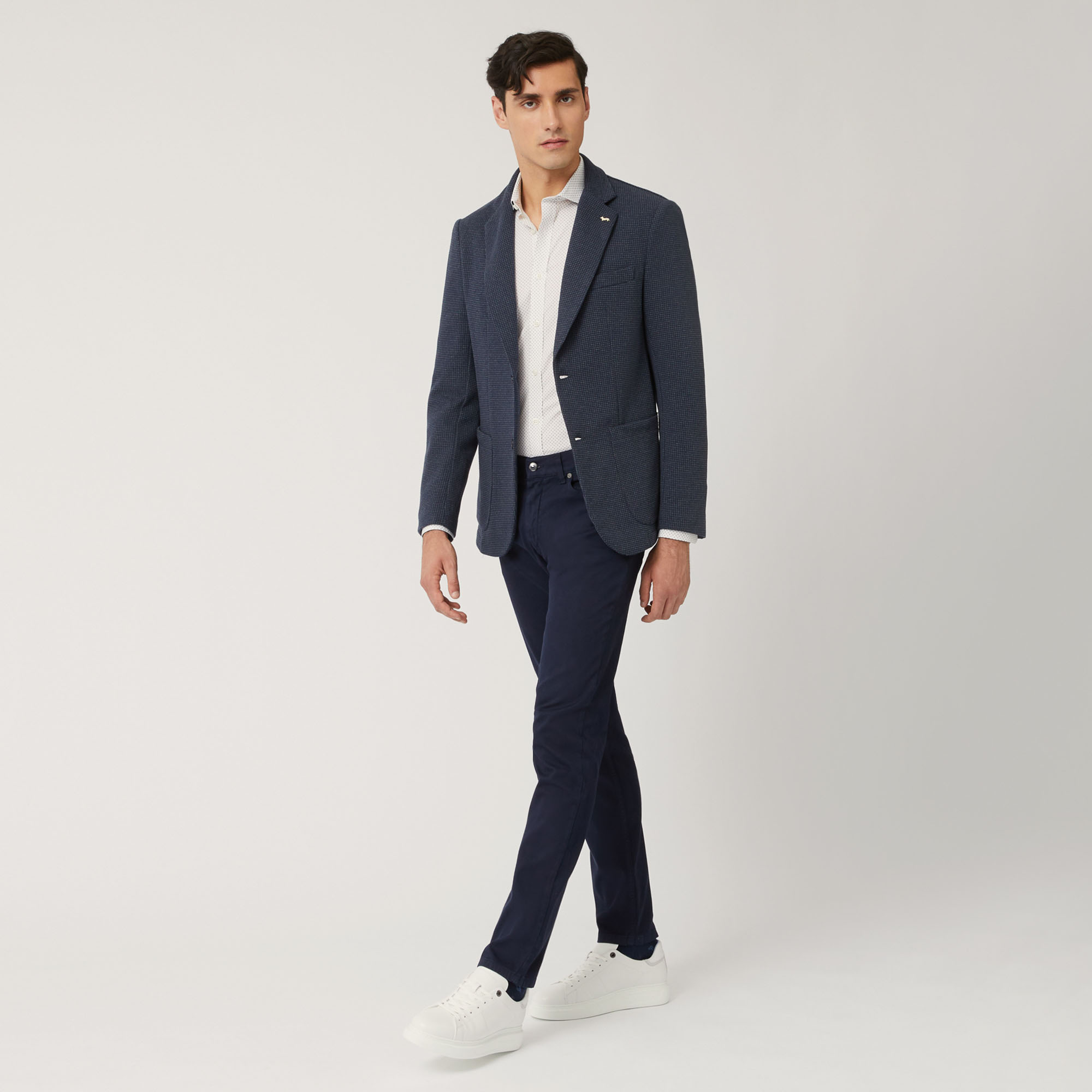 Narrow-Fit Five-Pocket Pants in Blue: Luxury Italian Trousers