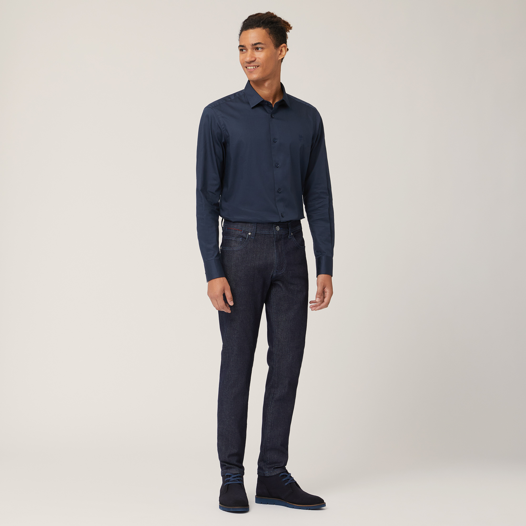 Pantaloni Slim In Denim, Blu Denim, large image number 3