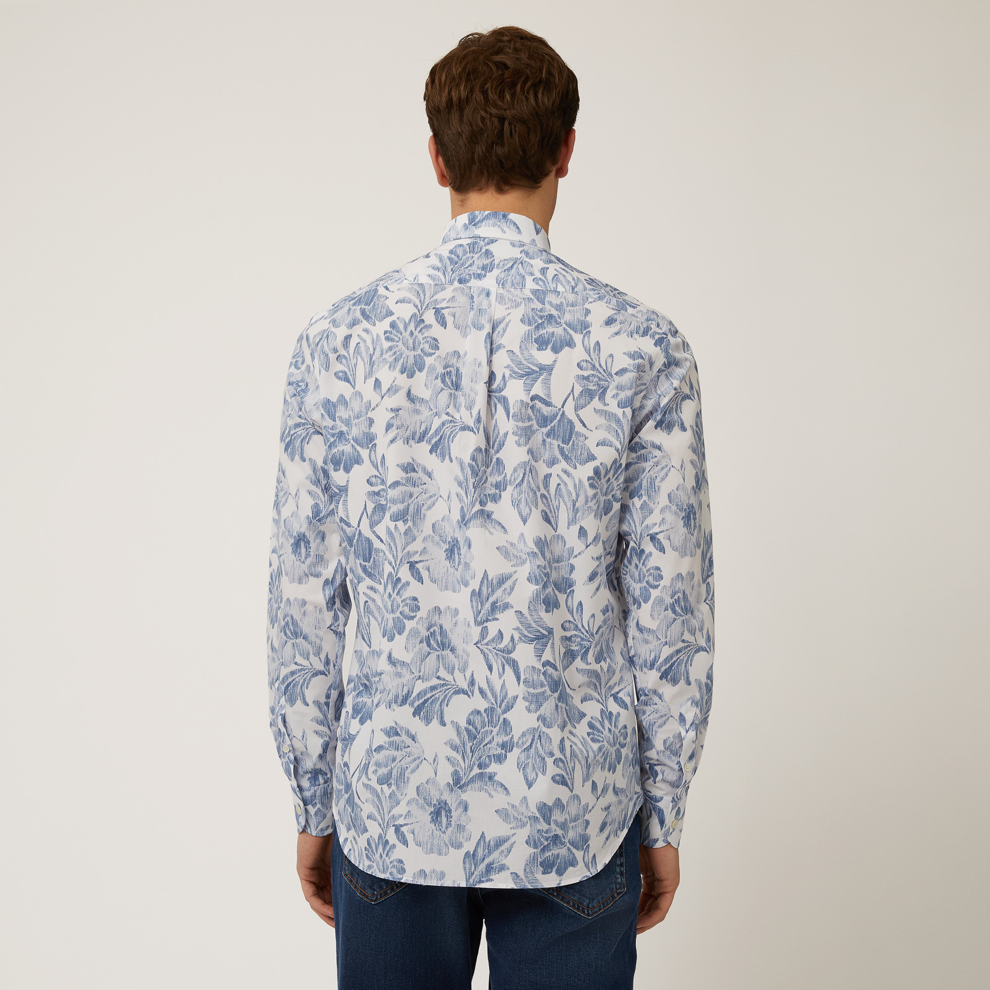 Floral Print Shirt, White, large image number 1