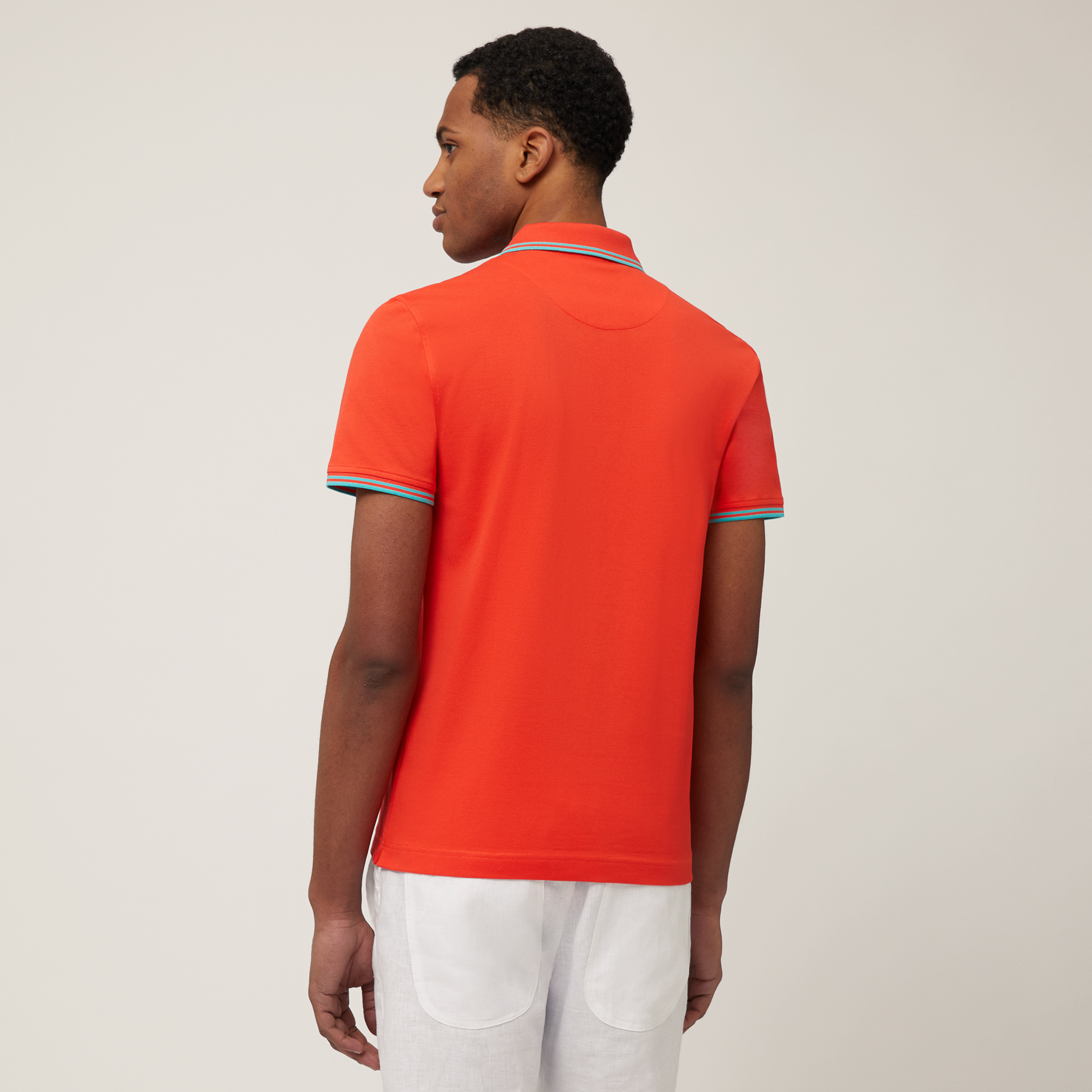 Polo with Striped Details, Orange, large image number 1