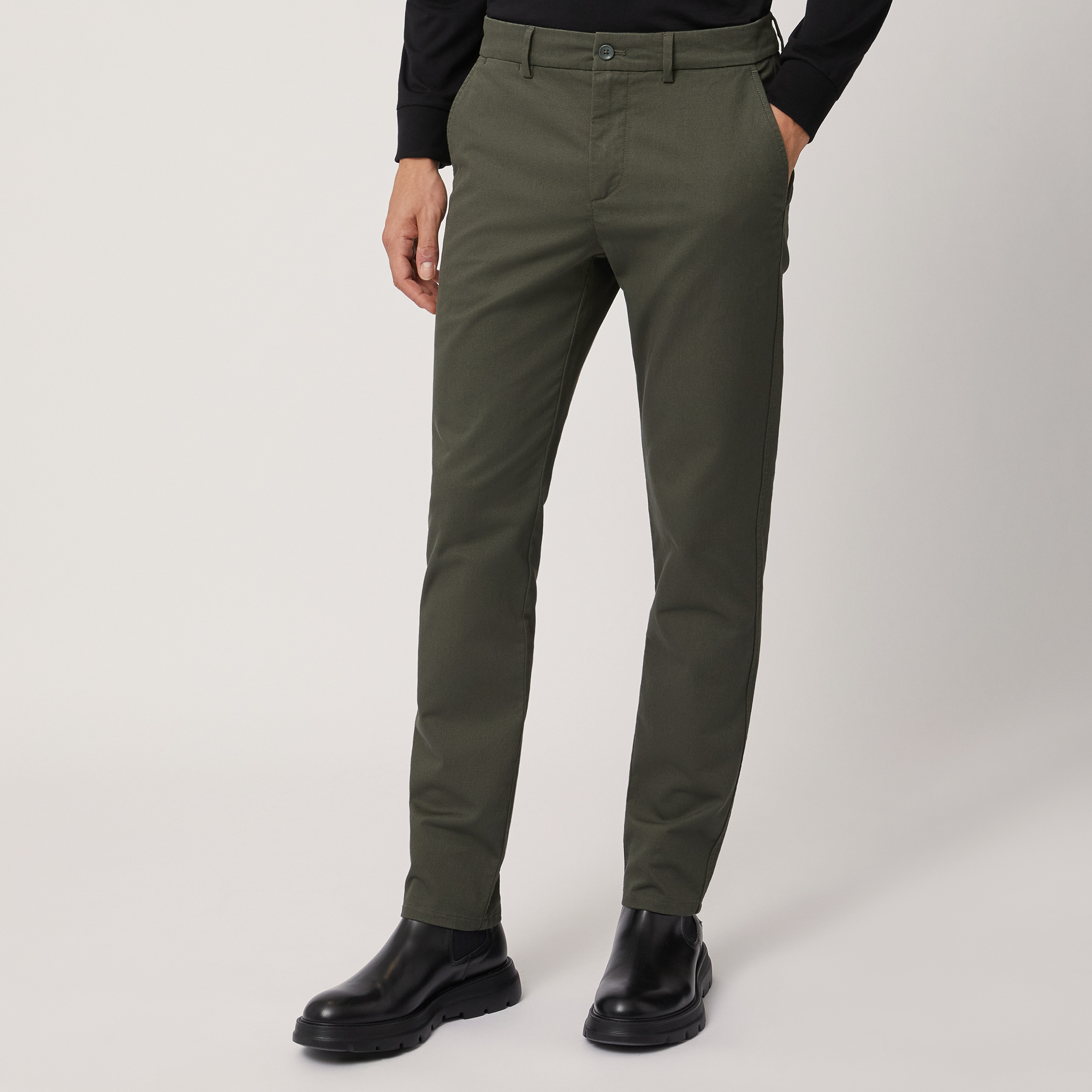 Pantalón chino ajustado, Verde, large