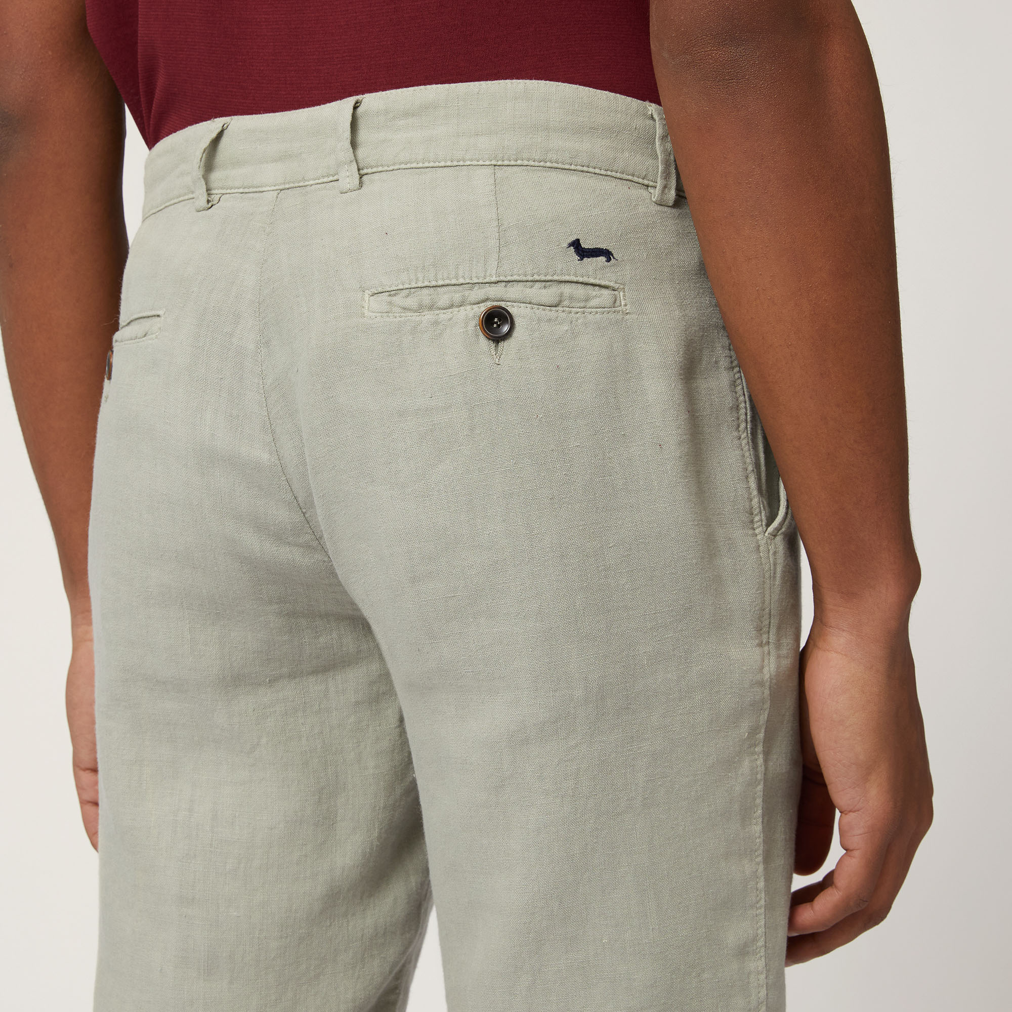 Regular Fit Linen Bermuda Shorts, Moss Green, large image number 2