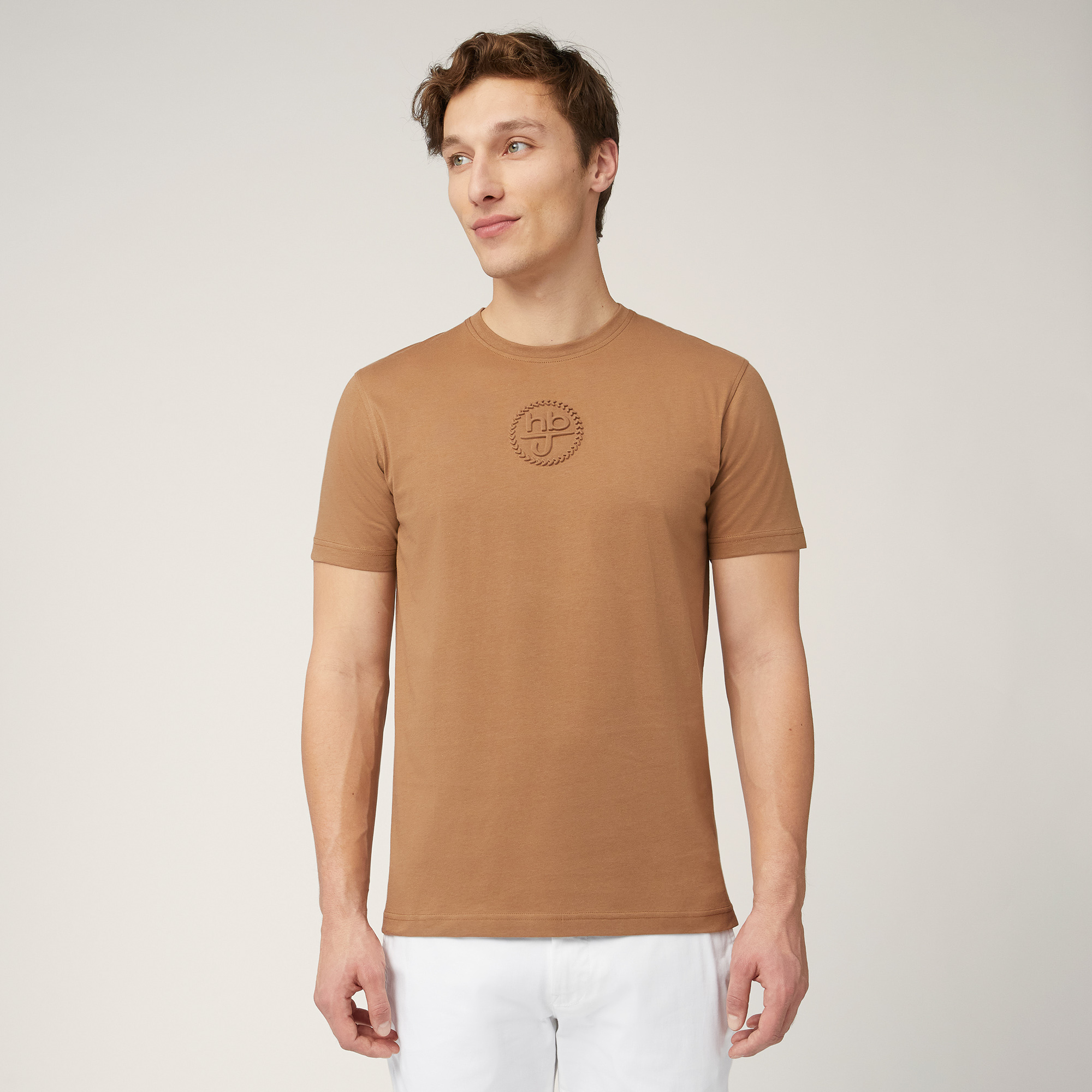 T-shirt with Monogram Print, Light Brown, large image number 0