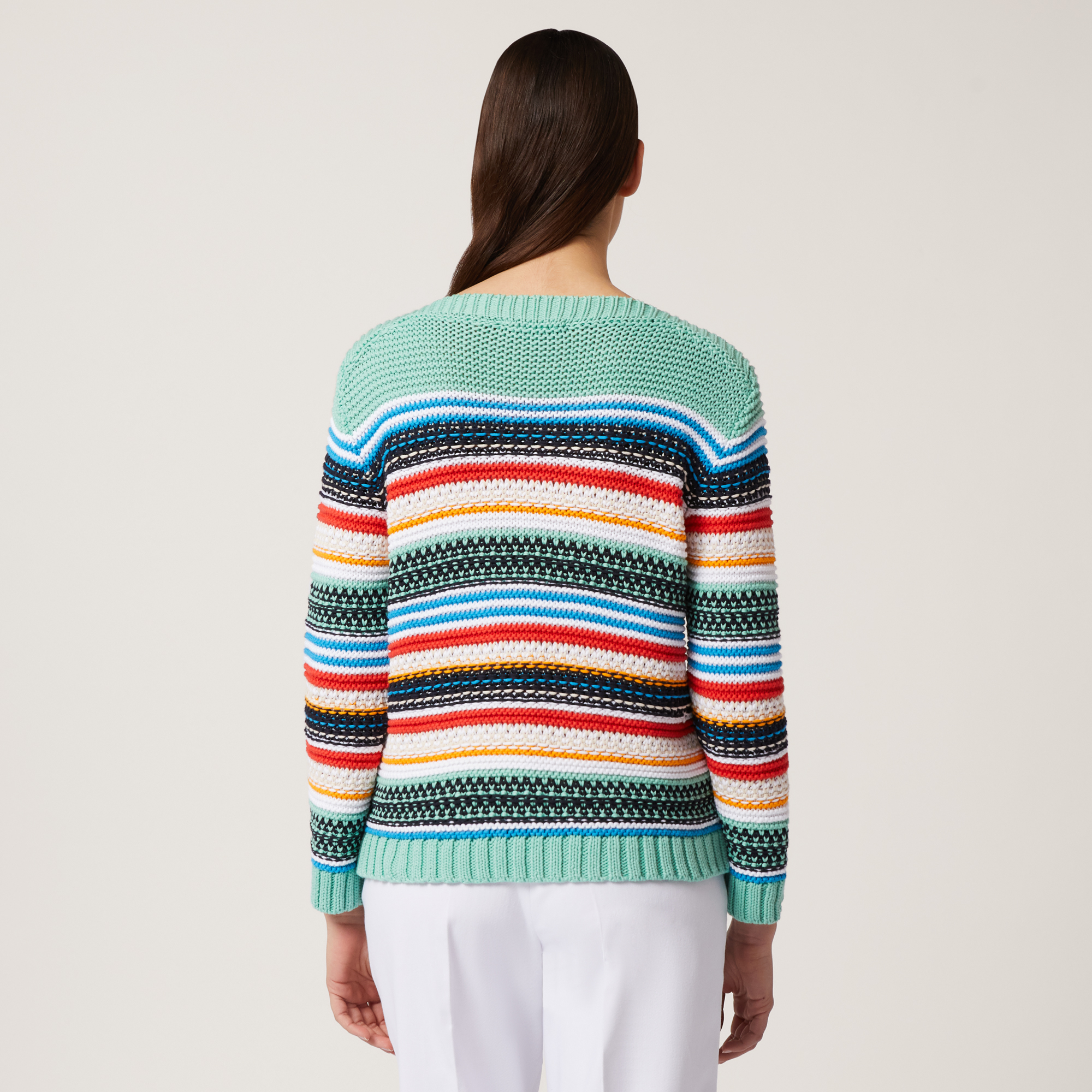 Multicolor Cordonetto Sweater, Turquoise, large image number 1