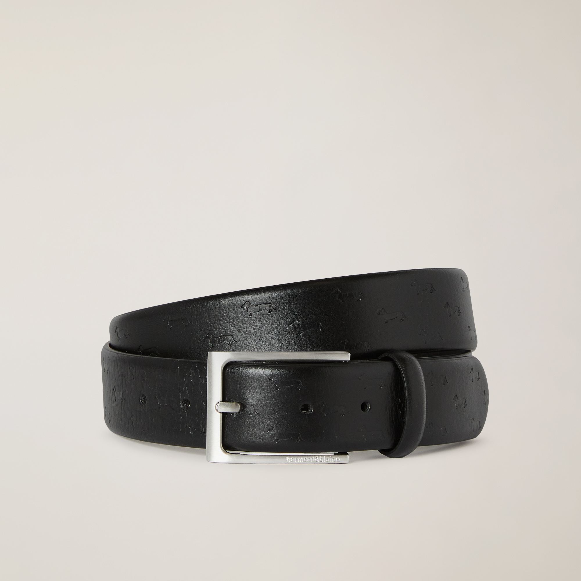 Crackle-Effect Leather Belt, Black, large