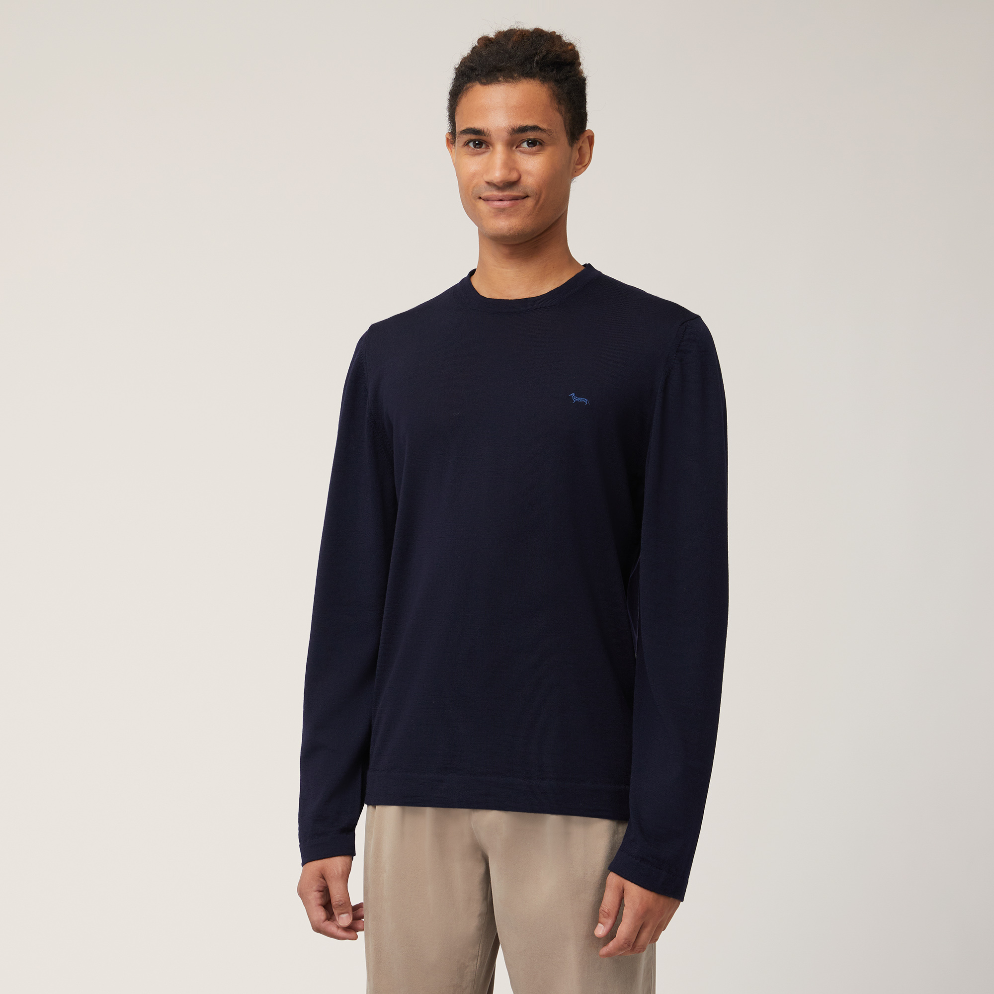 Wool Long-Sleeved Sweater, Blue , large image number 0