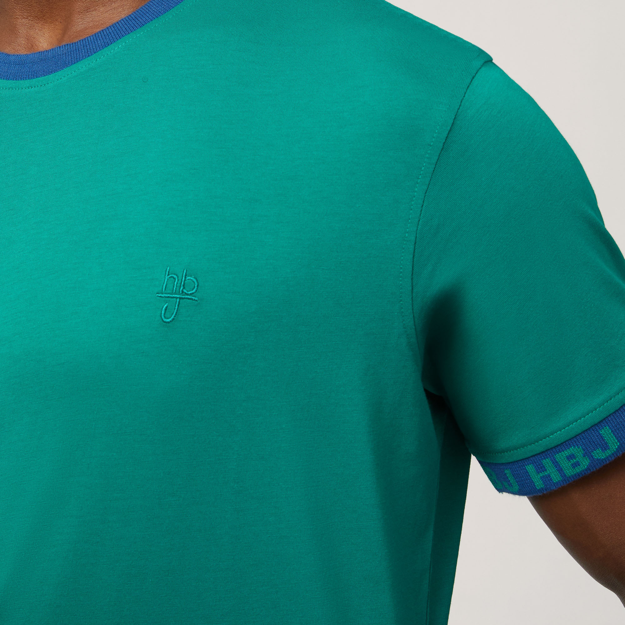T-Shirt Regular Logo Manica Sx, Verde Scuro, large image number 2