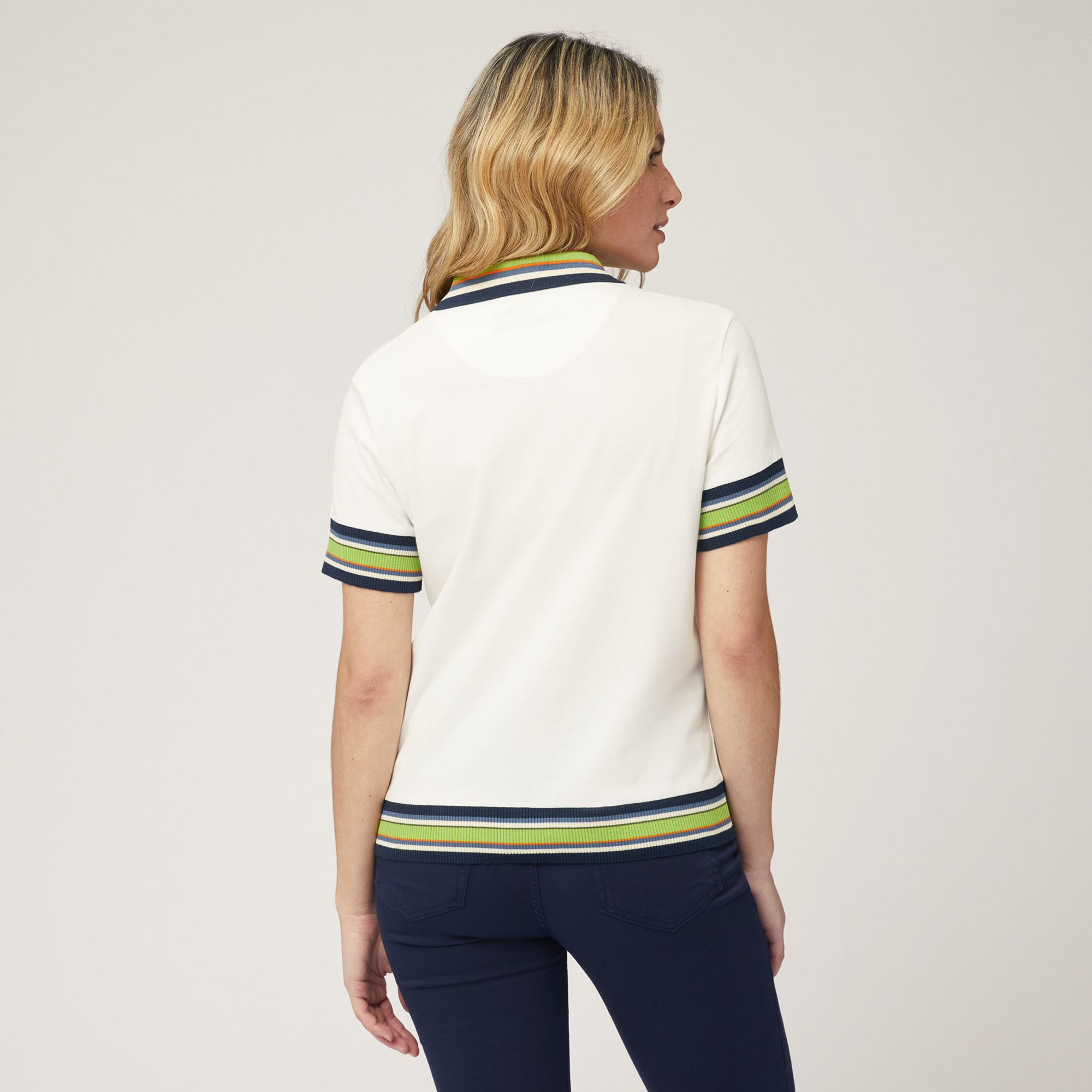 Polo with Contrasting Details, White, large image number 1