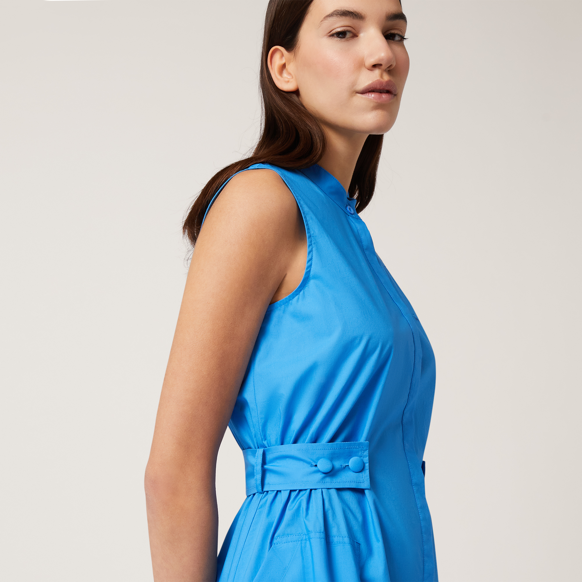 Sleeveless Shirt Dress, Light Blue, large image number 2