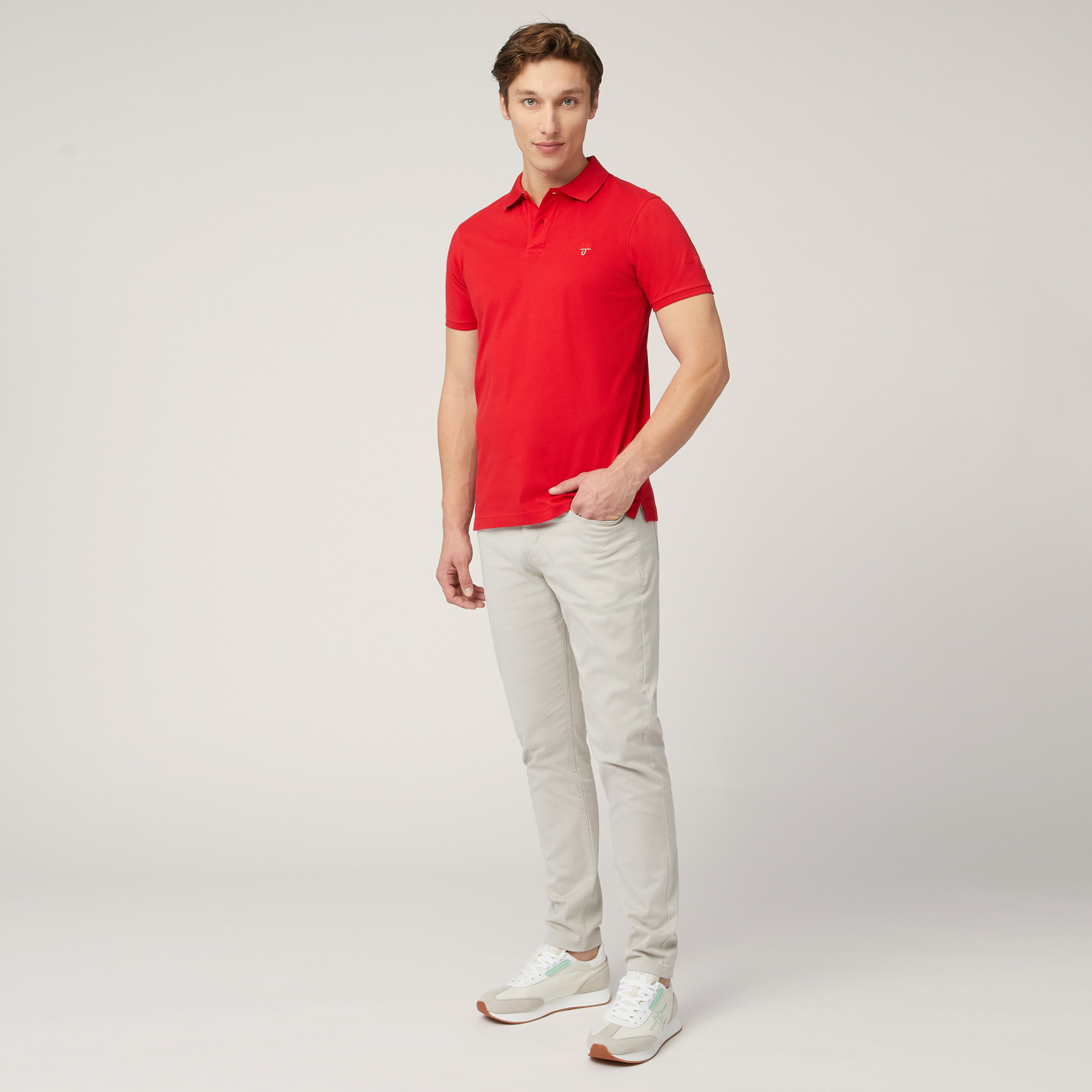 Polo In Cotone Narrow Fit, Rosso, large image number 3