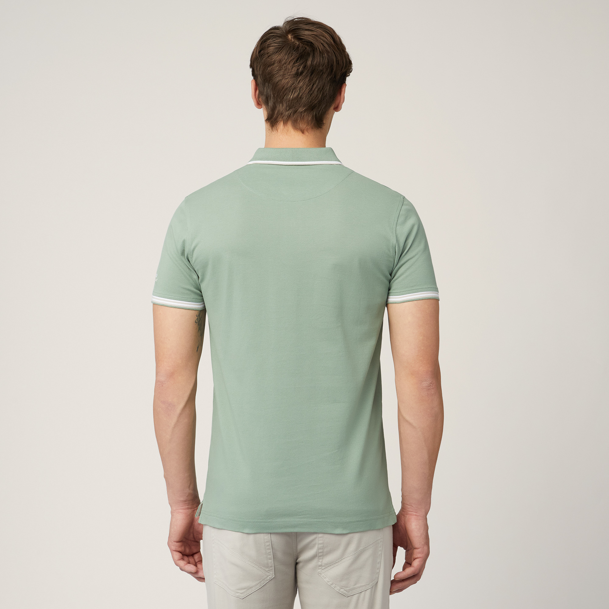 Polo with Contrasting Stripes, Moss Green, large image number 1