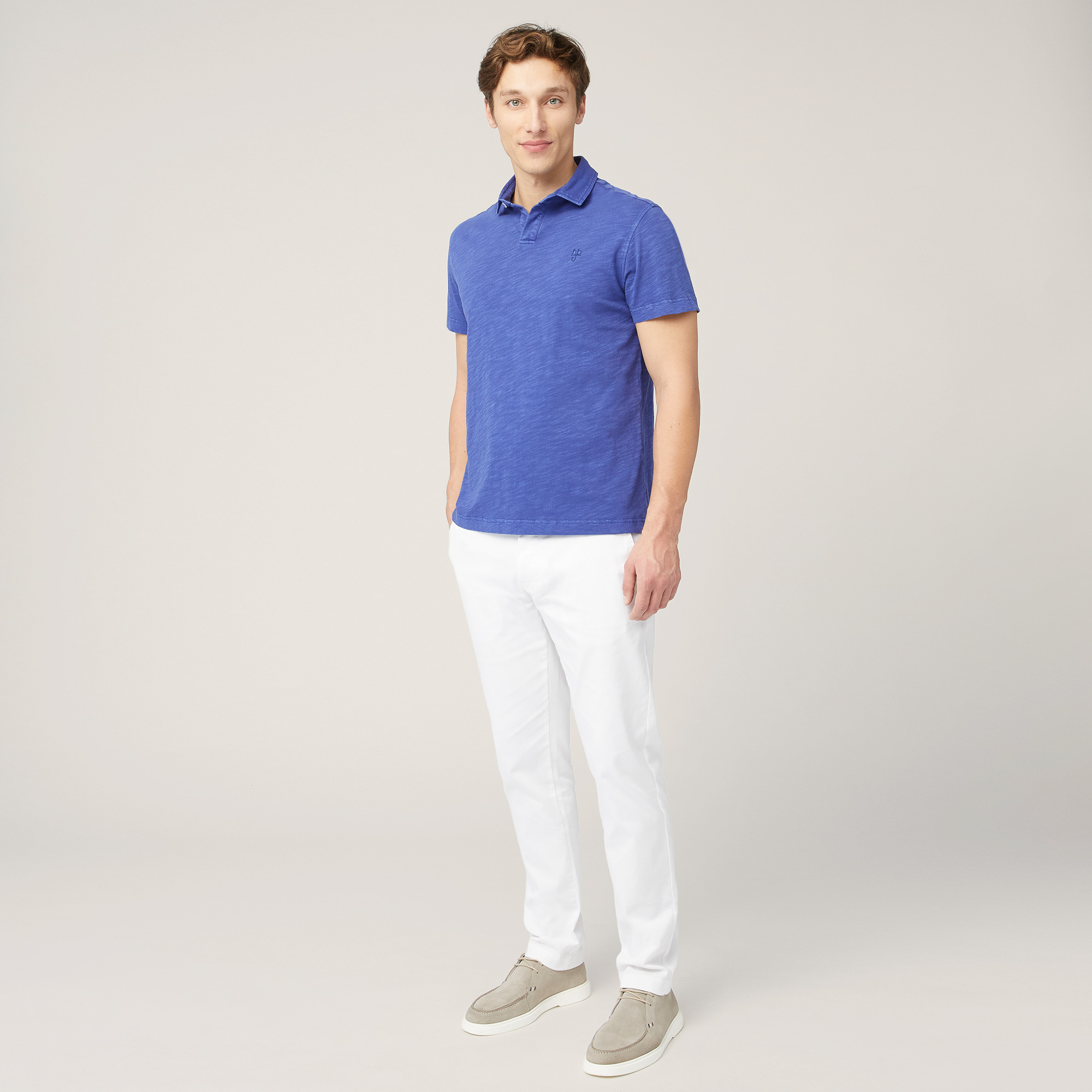 Garment-Dyed Cotton Polo, Electric Blue, large image number 3