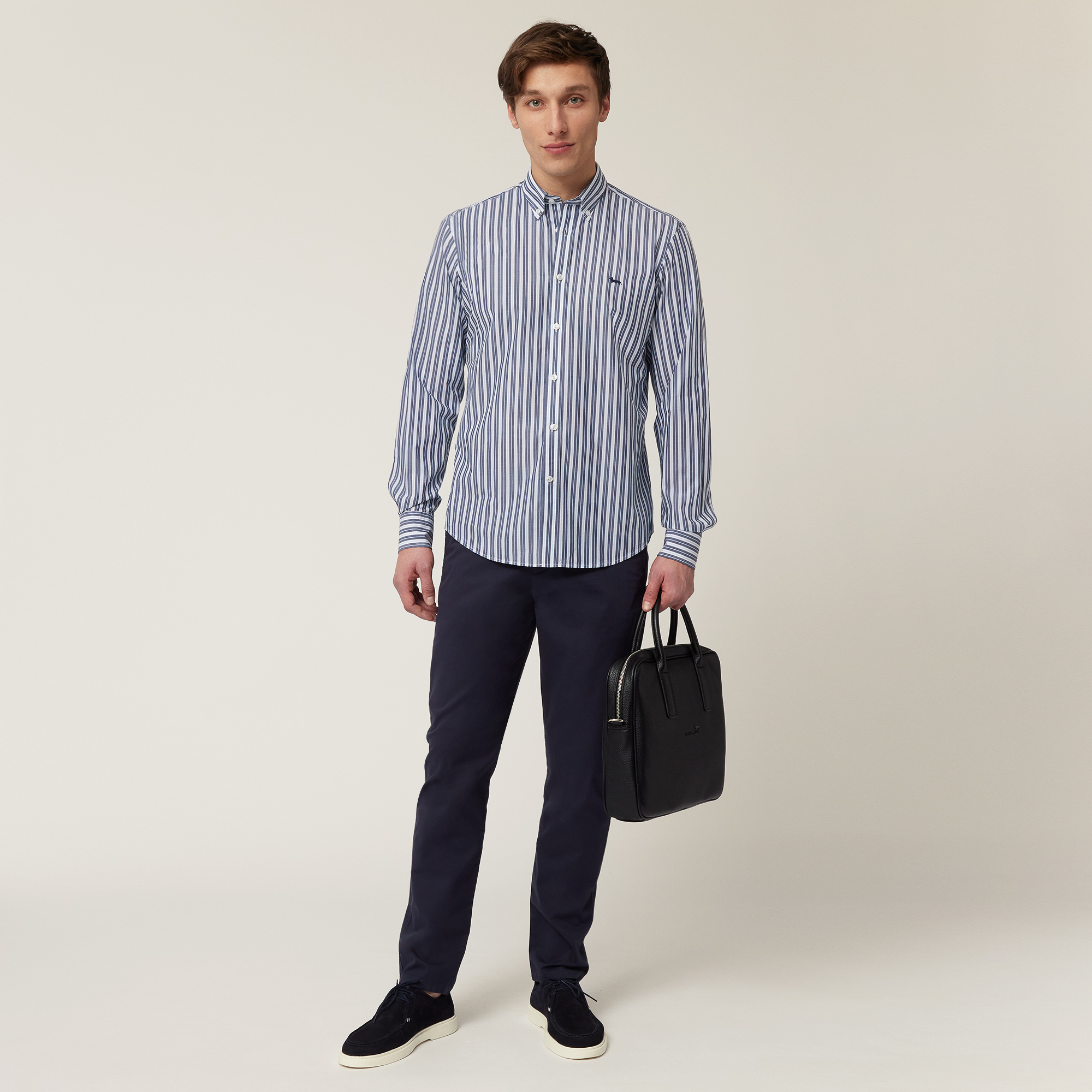 Striped Shirt with Dachshund, Navy Blue, large image number 3