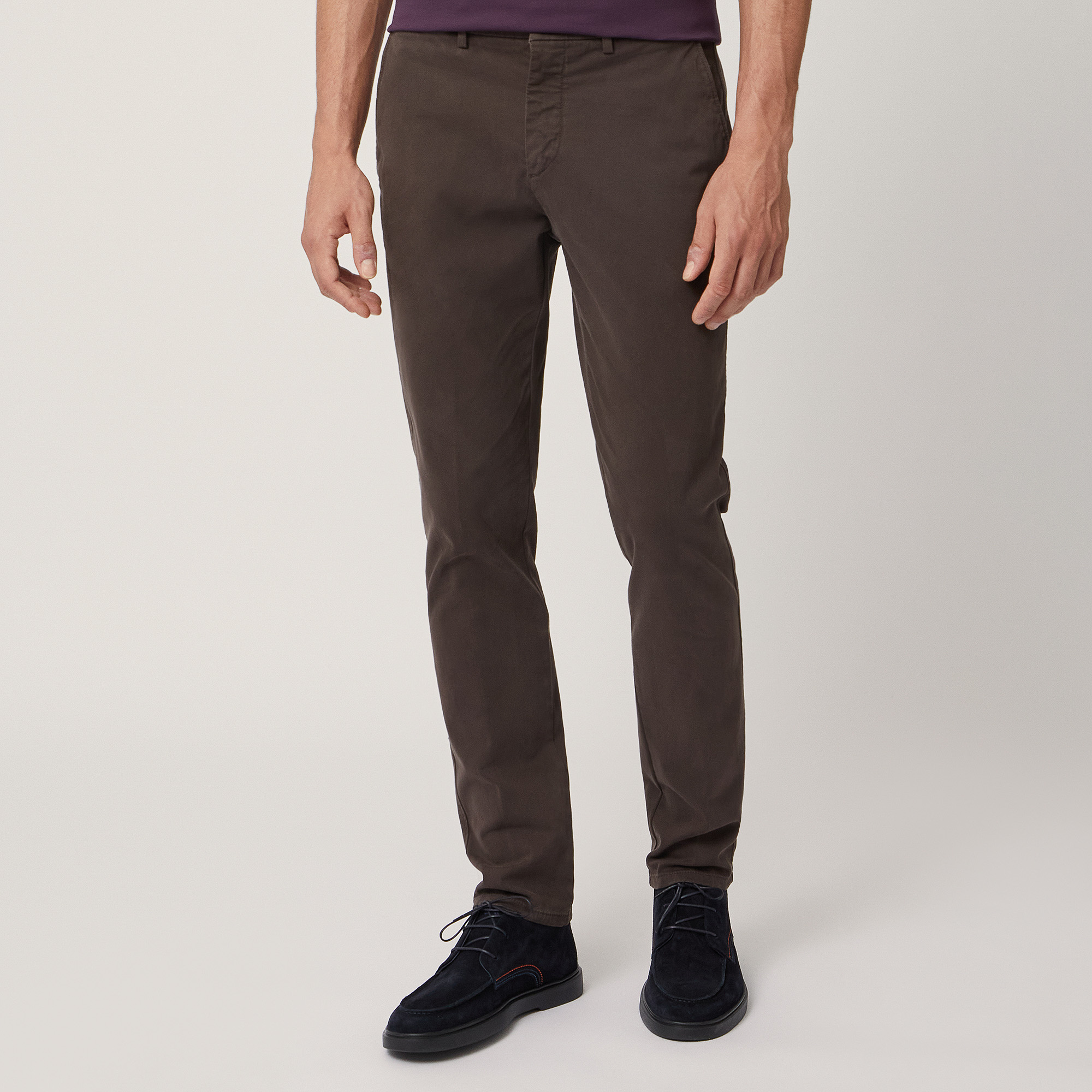 Pantalón chino de corte ajustado, Marrone, large