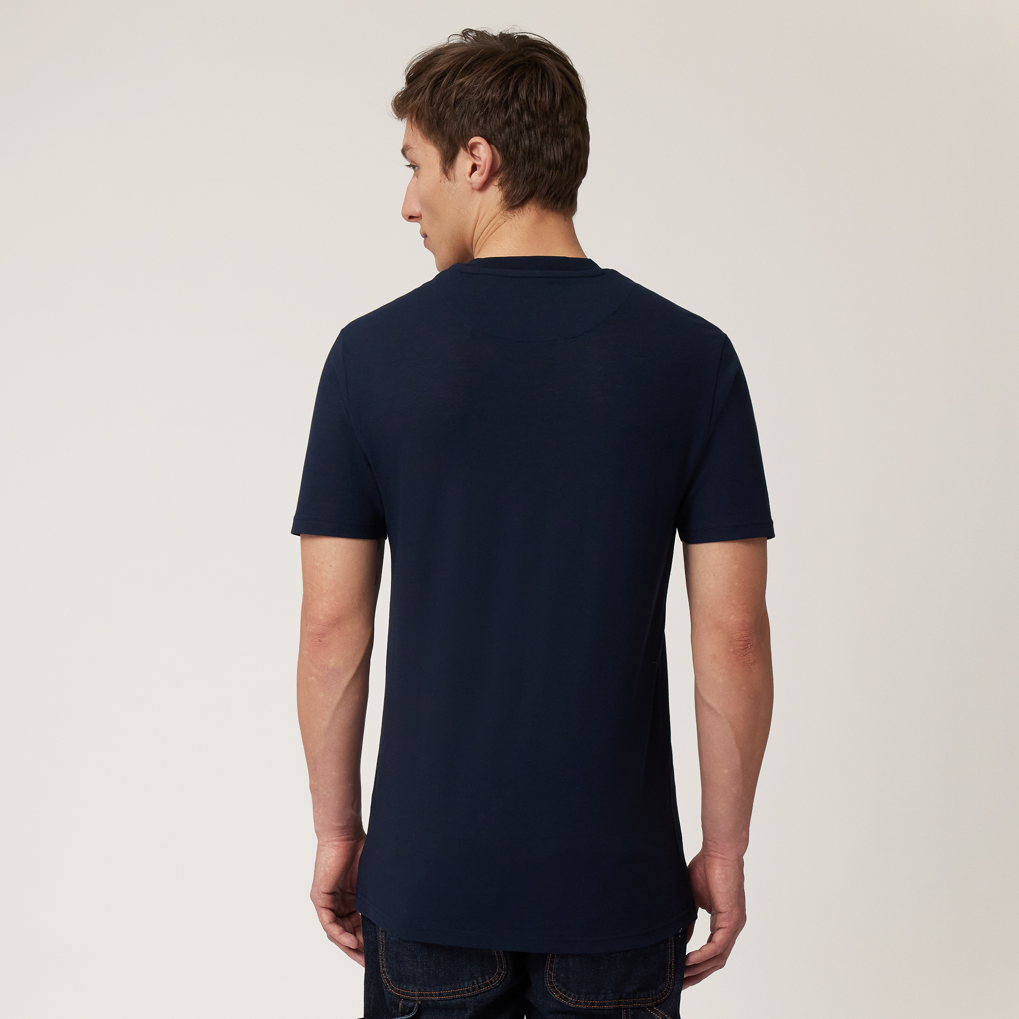 T-Shirt in jersey crêpe, Blu Navy, large image number 1