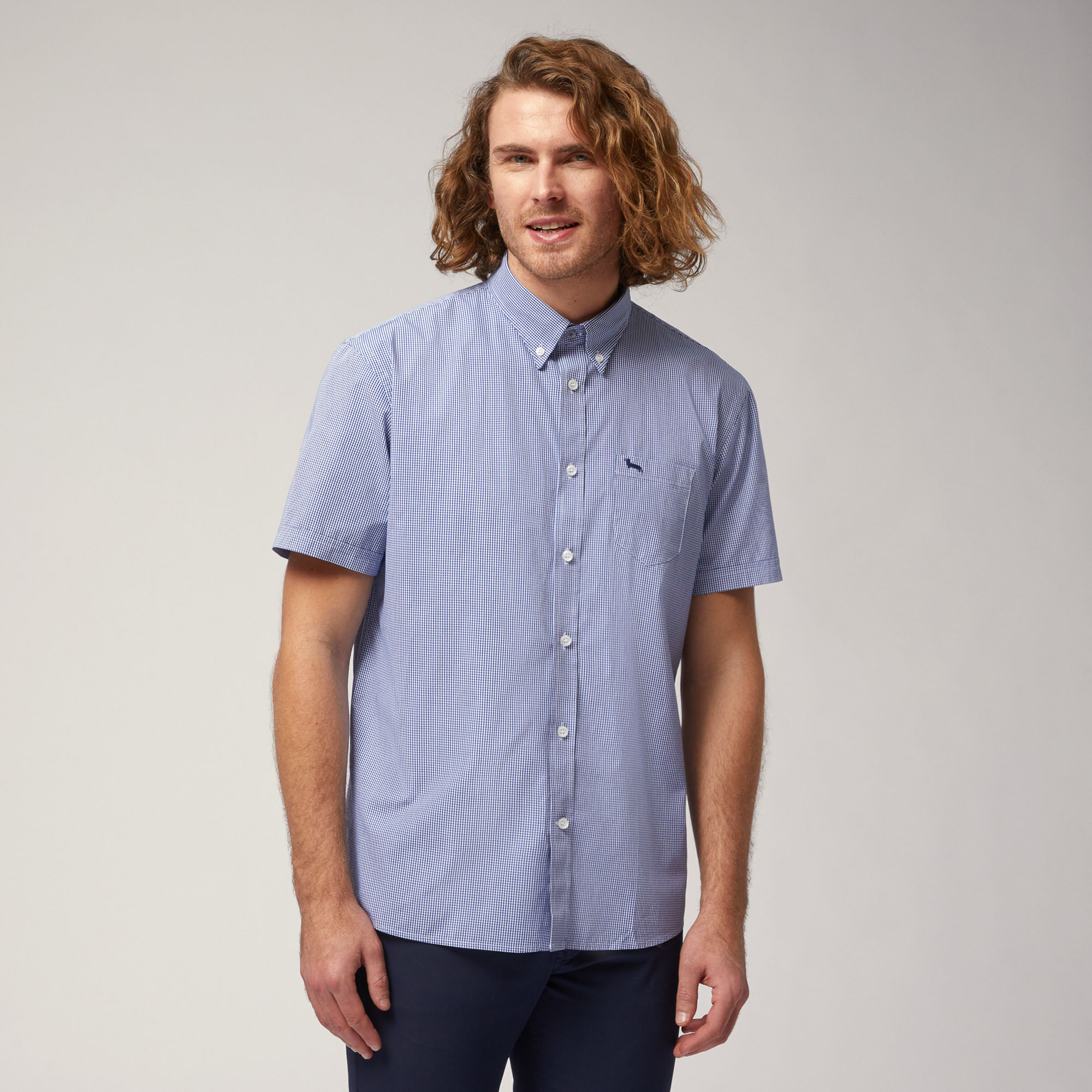 Organic Cotton Poplin Short-Sleeved Shirt, Blue, large image number 0