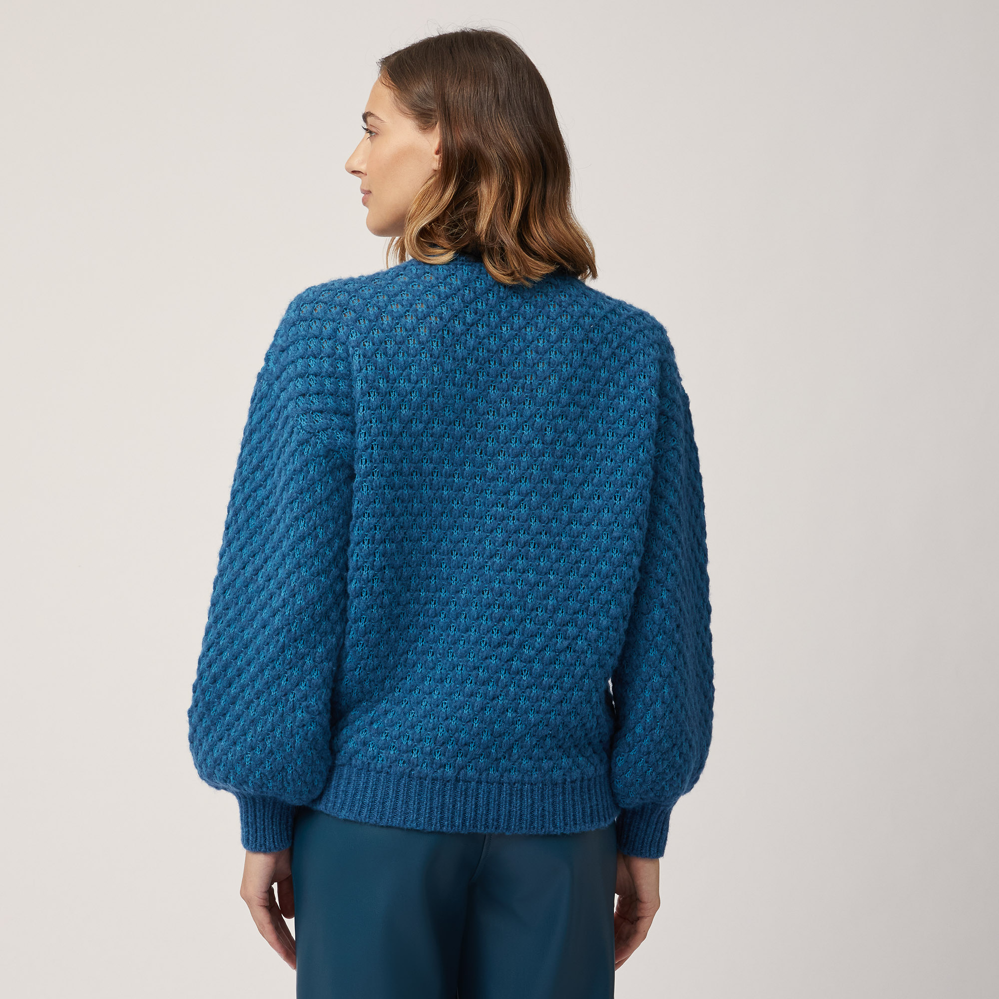 Oversized Honeycomb Sweater, Blue , large image number 1