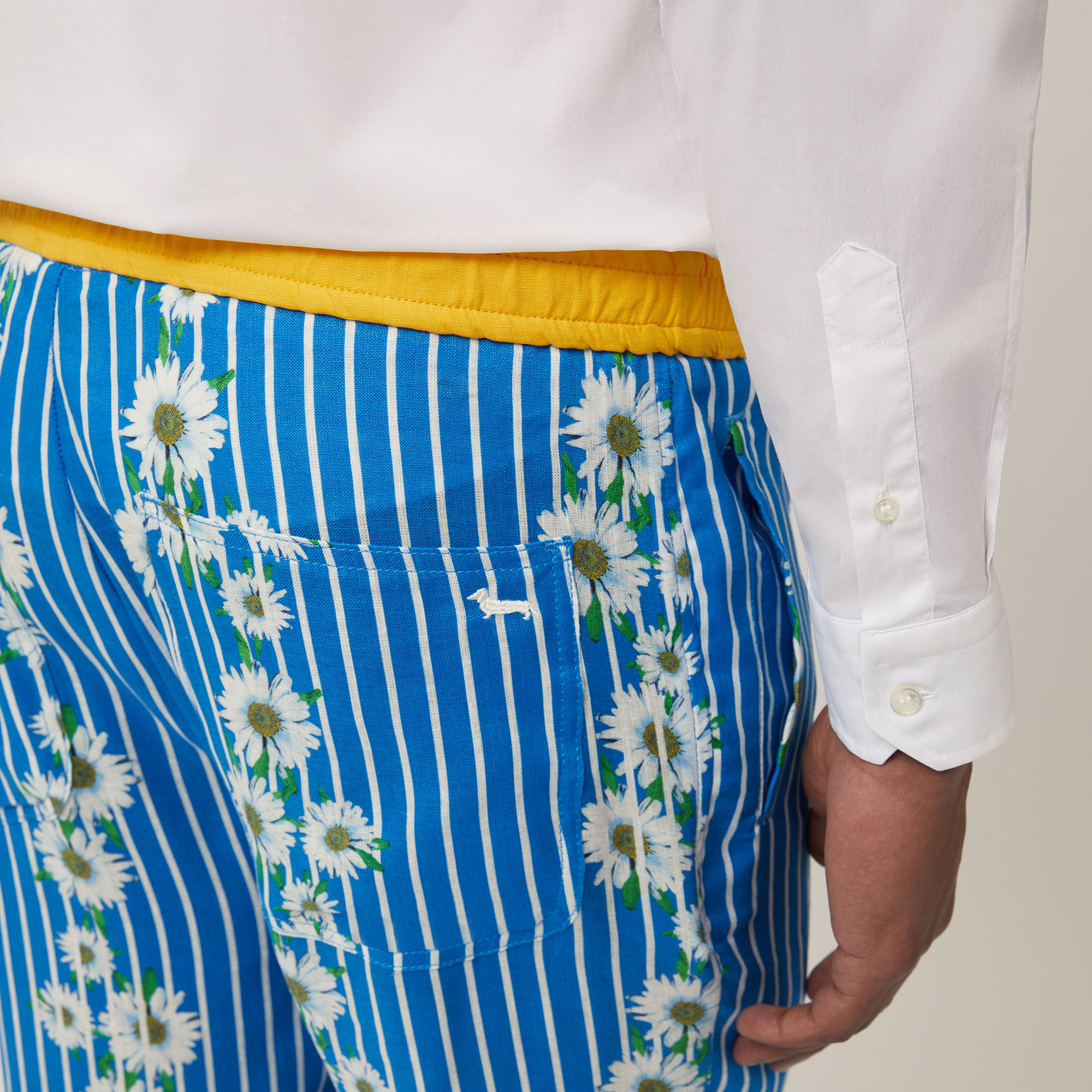 Linen Pants with Daisies, Light Blue, large image number 2