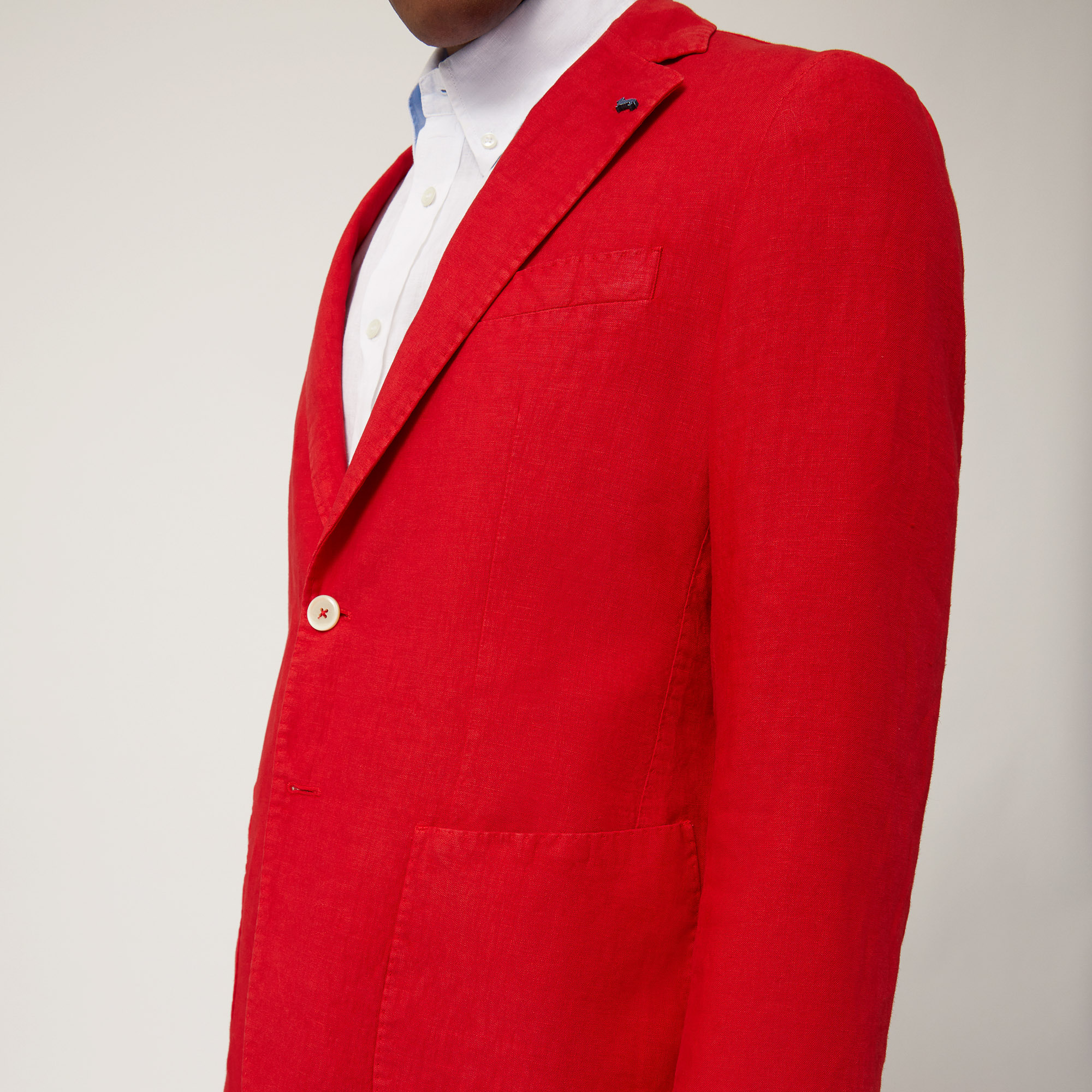 Linen Single-Breasted Jacket, Deep Red, large image number 2