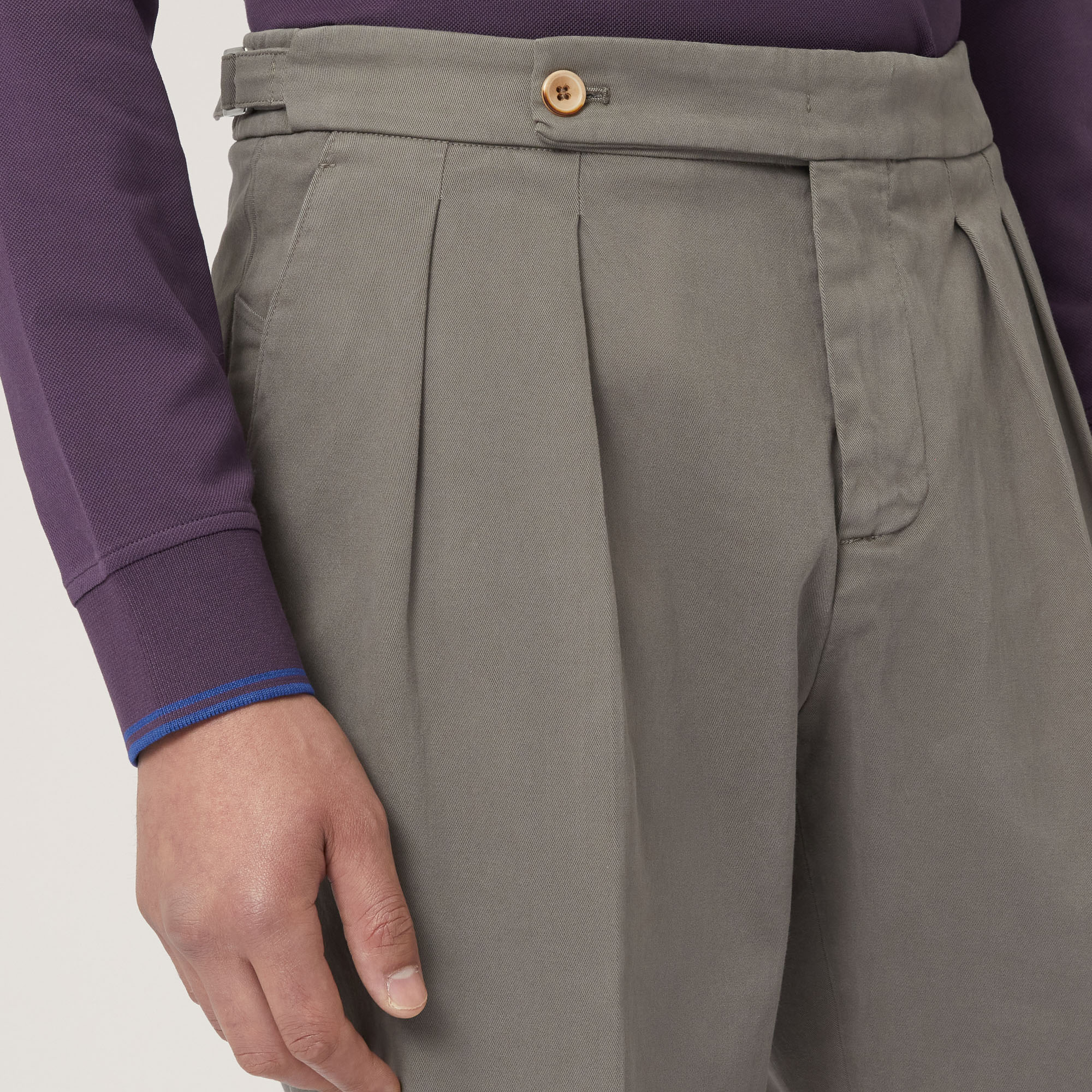 Chino Pants with Pleats, Brown, large image number 2