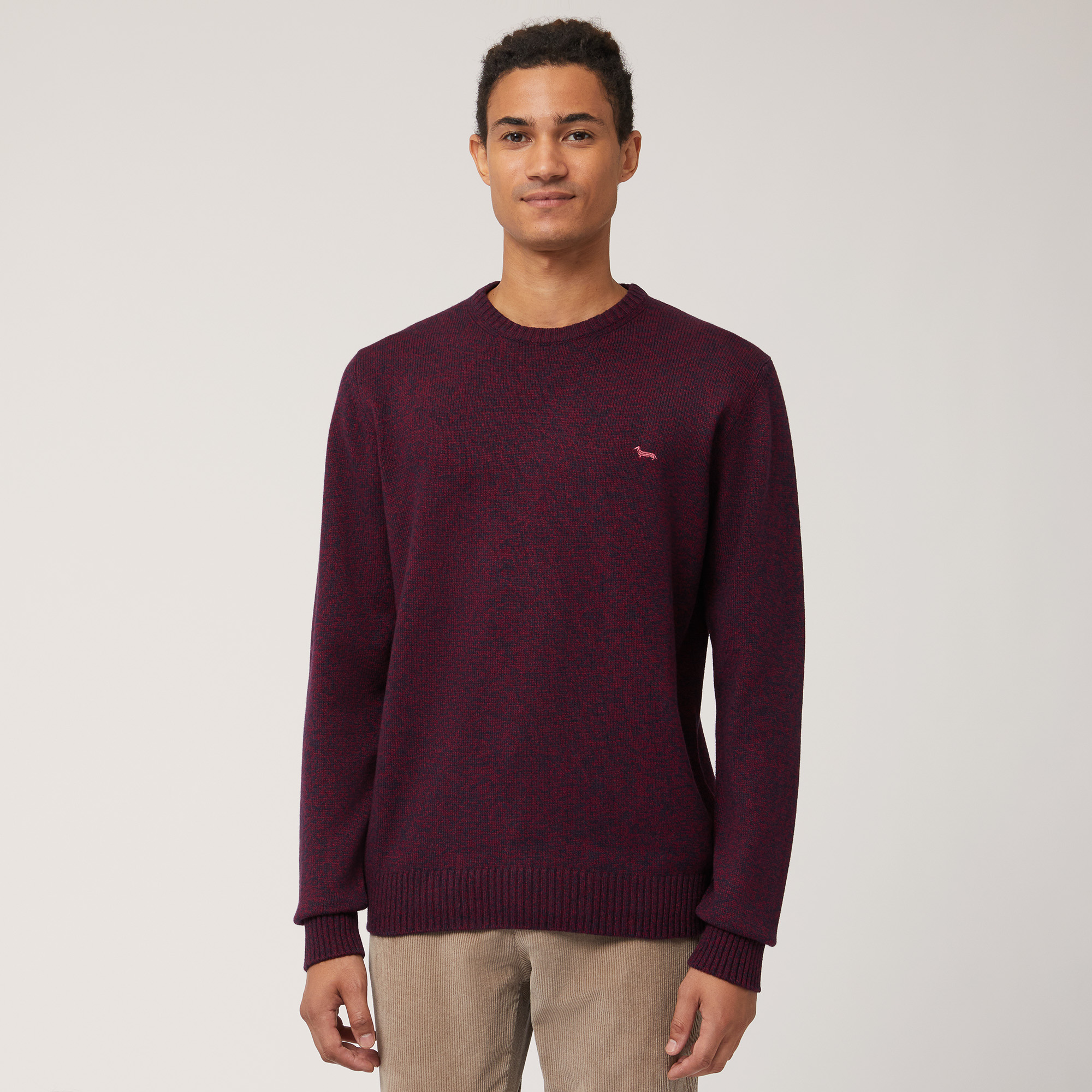 Mouliné Wool Blend Pullover, Rosso, large