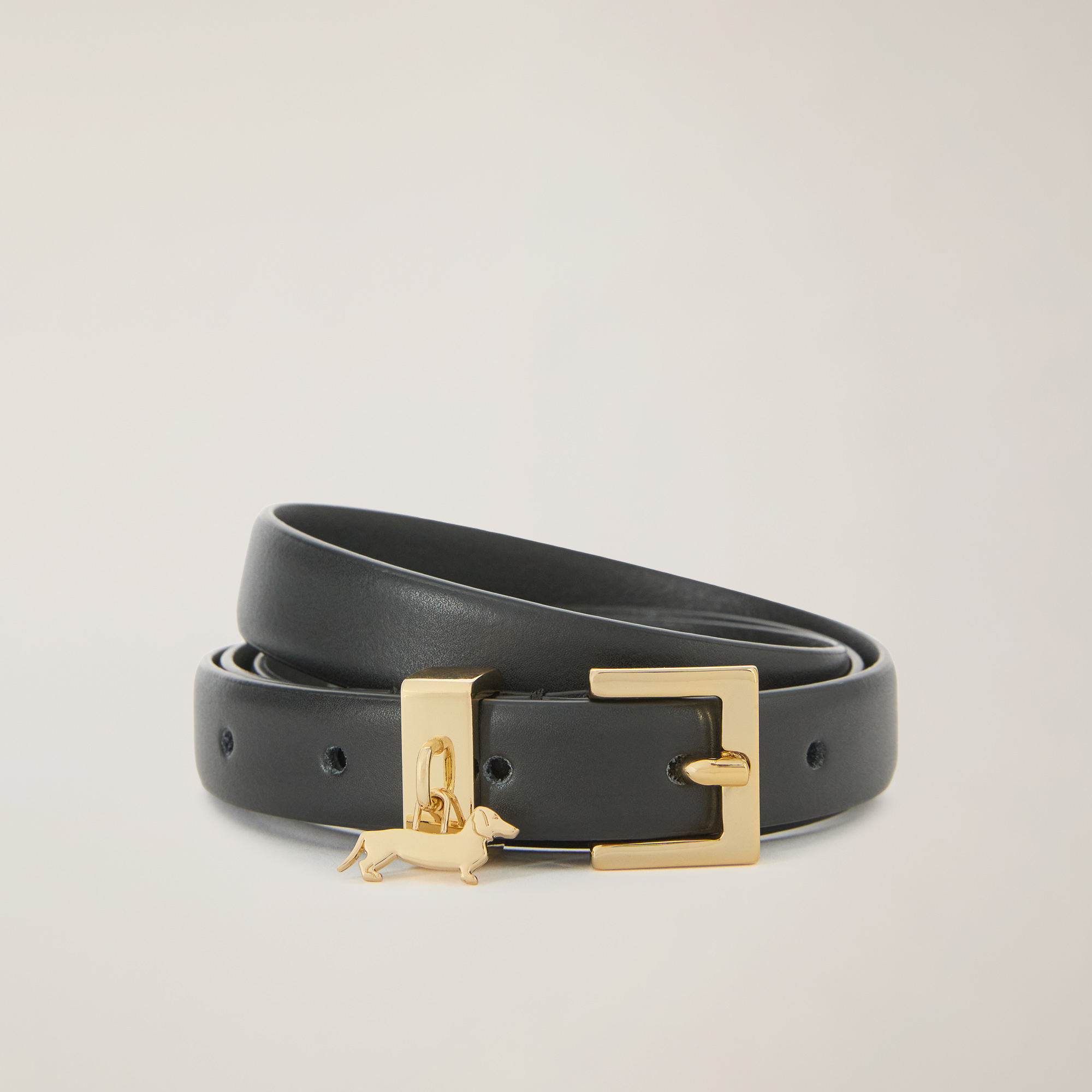 Belt With Dachshund Charm, Black, large image number 0