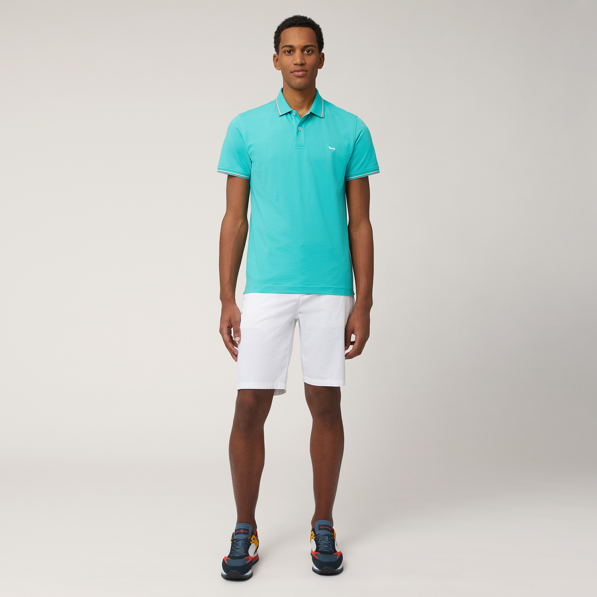 Polo with Striped Details, Turquoise, large image number 3