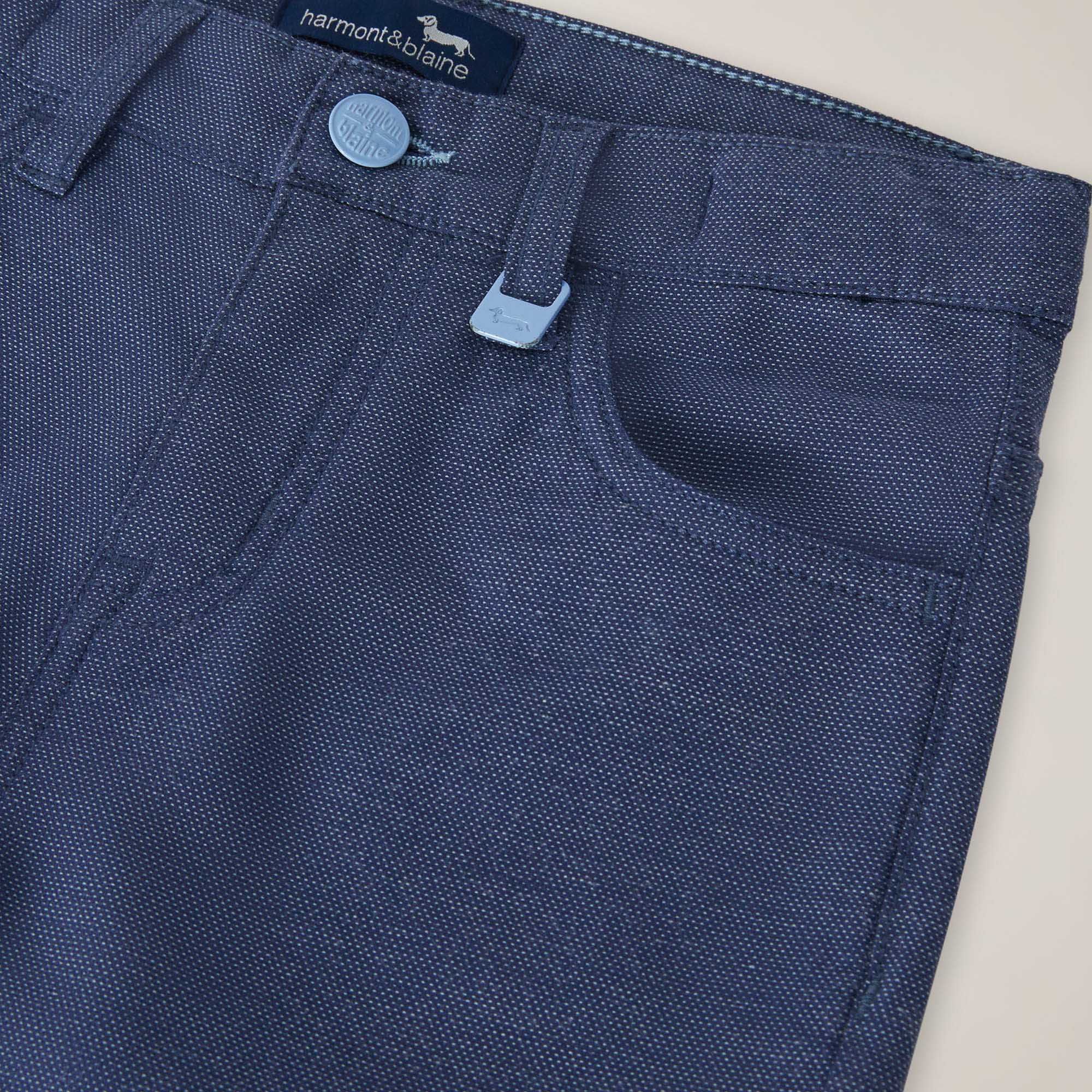 Pantalone 5 Tasche Trama Oxford, Blu Chiaro, large image number 2