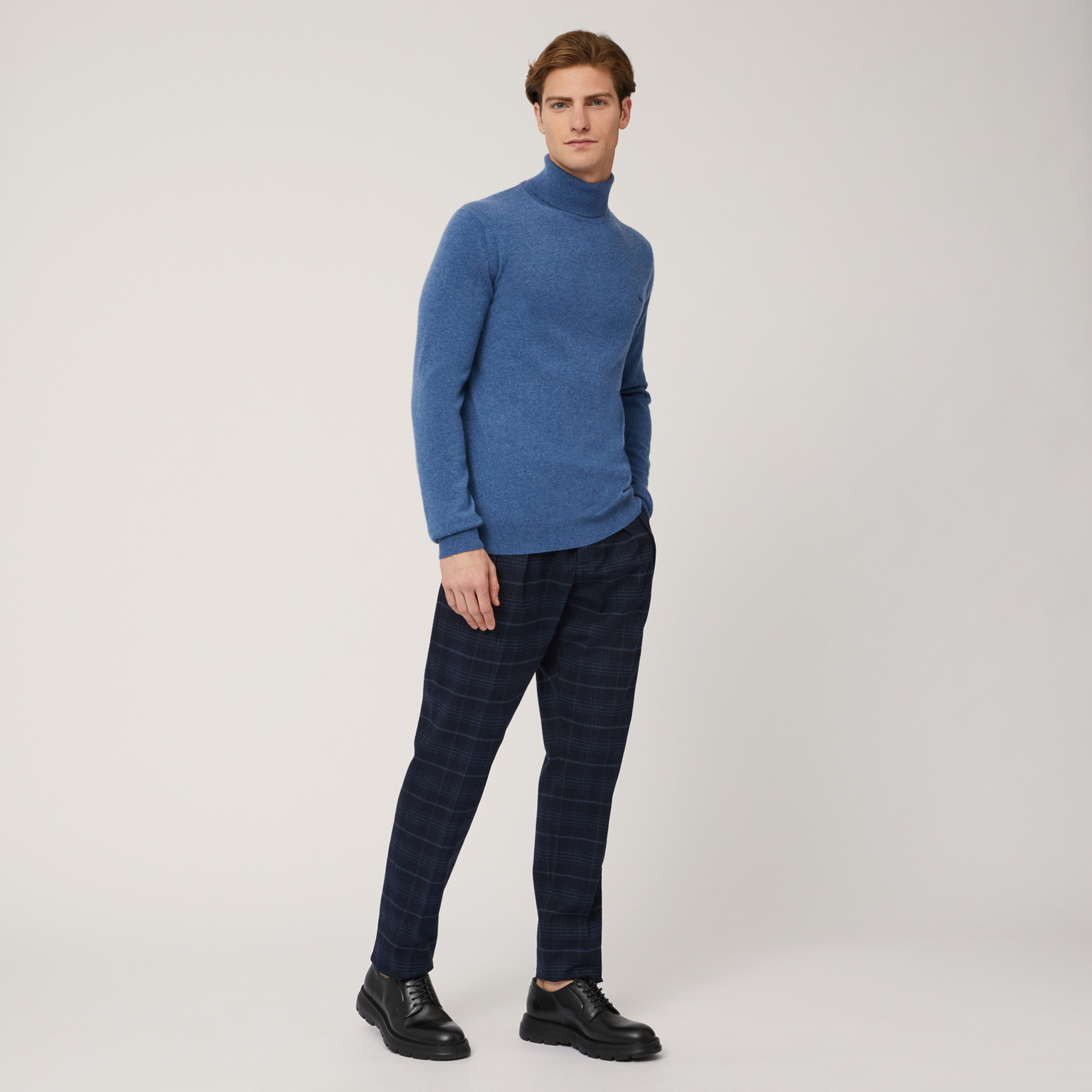 Pure Cashmere Turtleneck Sweater, Blu, large image number 3