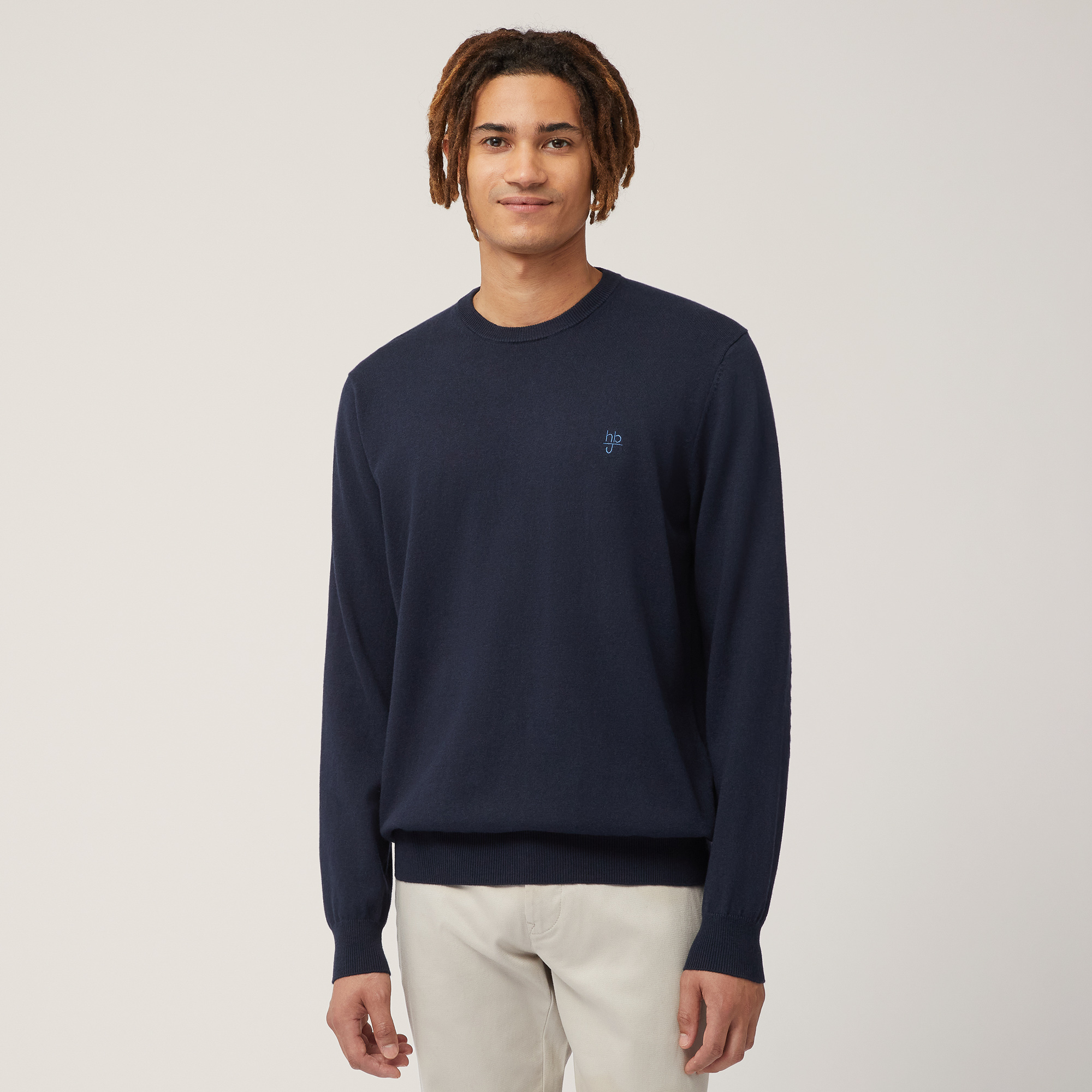 Maglia In Cotone E Cashmere, Blu, large