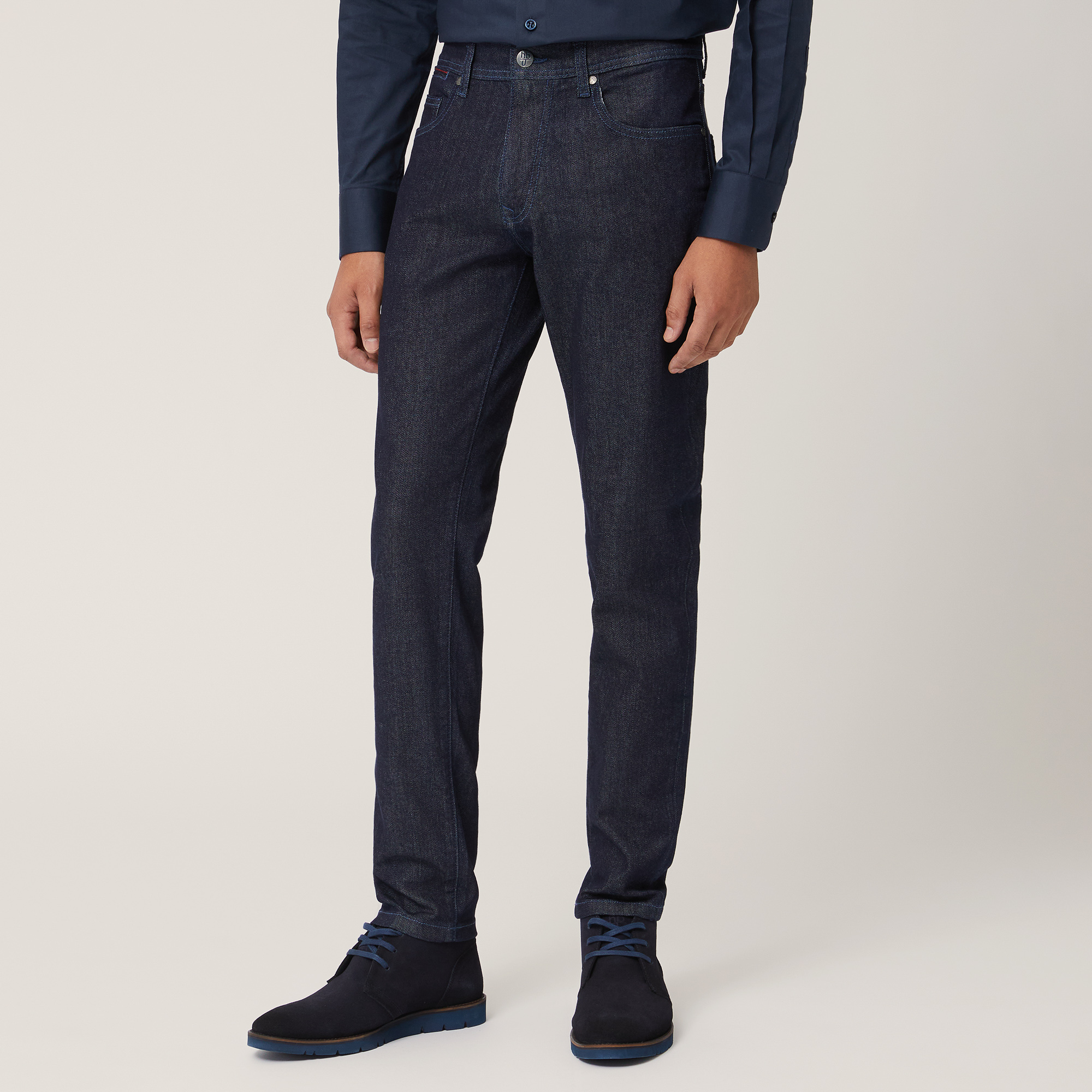 Pantaloni Slim In Denim, Blu Denim, large image number 0