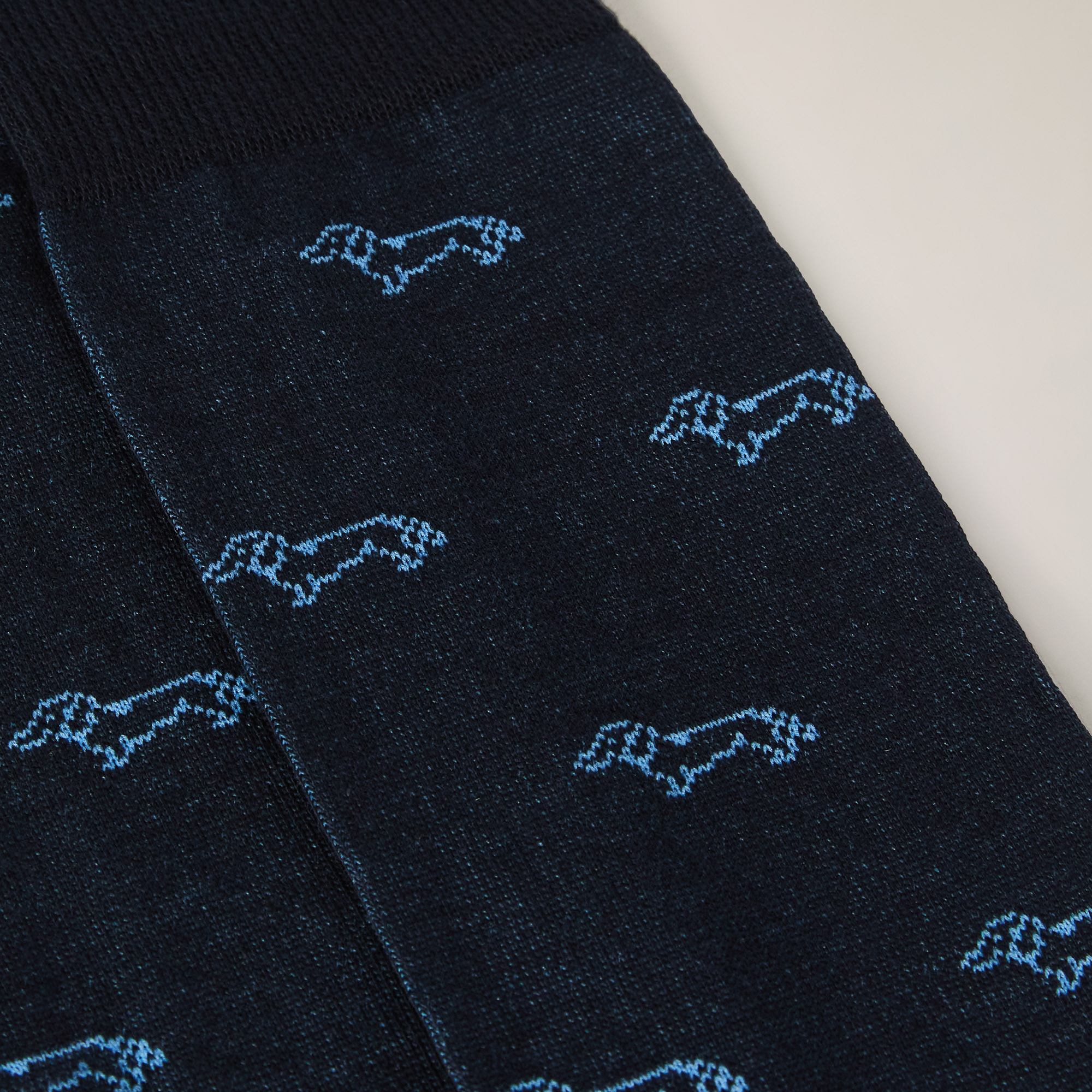 All-Over Dachshund Long Socks, Navy Blue, large image number 1