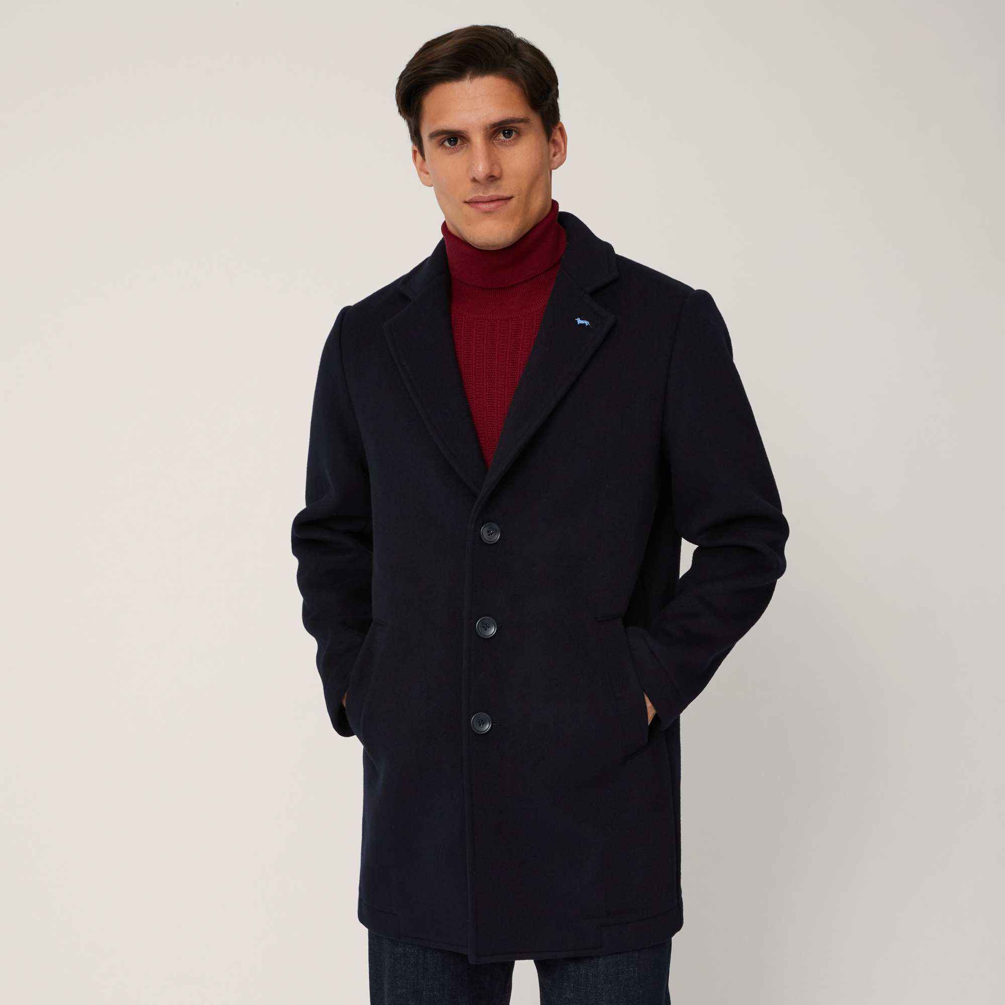 Wool Coat with Logo