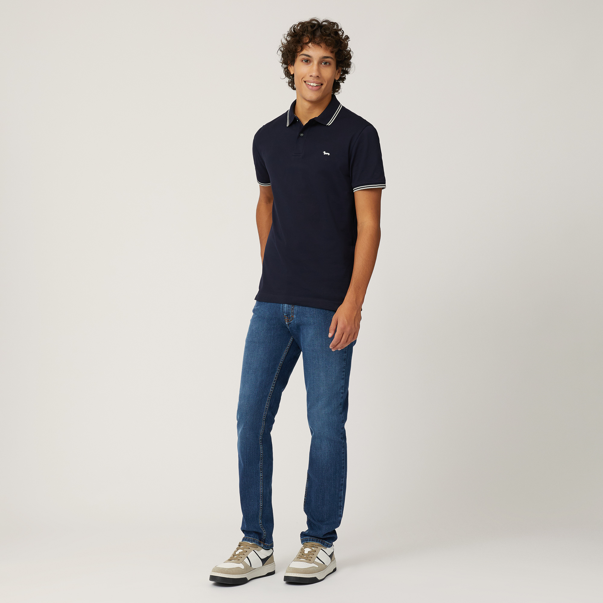 Essentials polo shirt in plain coloured cotton, Blue, large image number 3