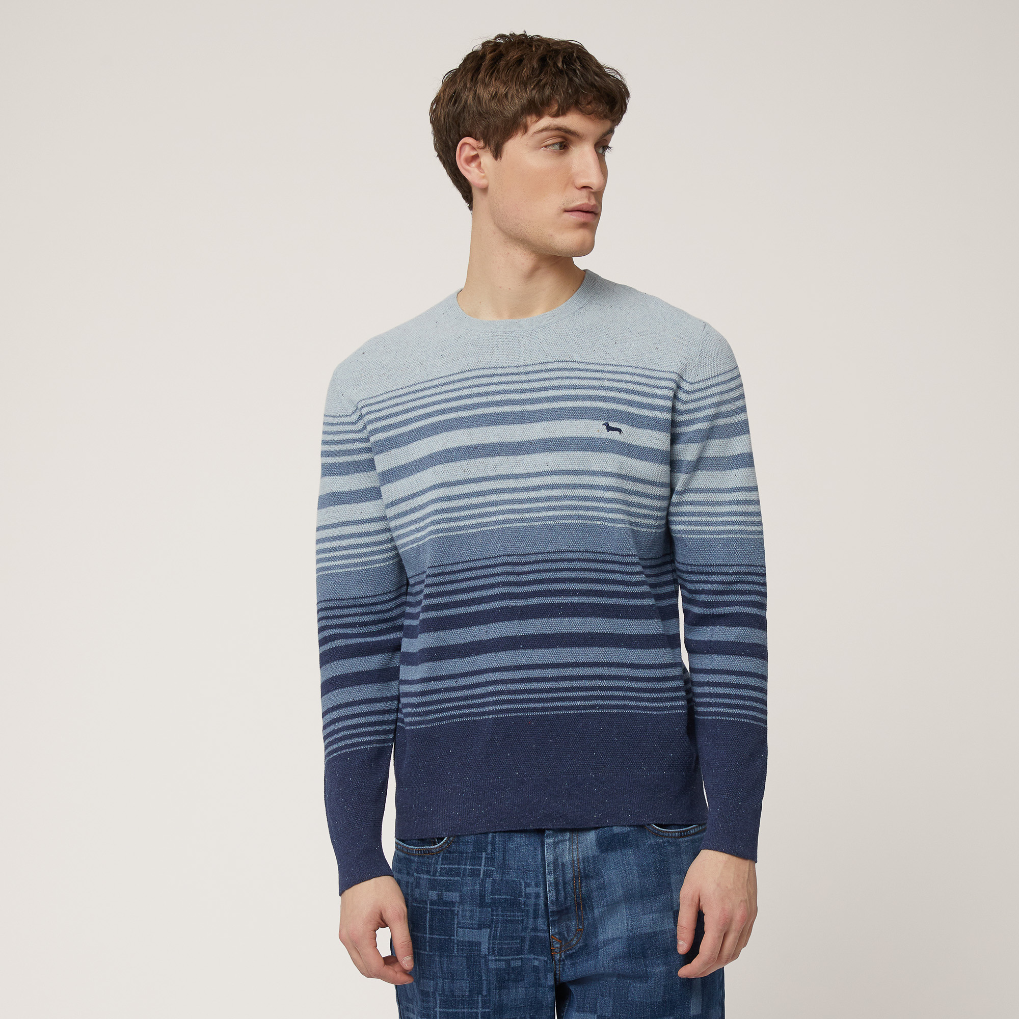 Pullover In Denim Riciclato, Blu Marine, large image number 0