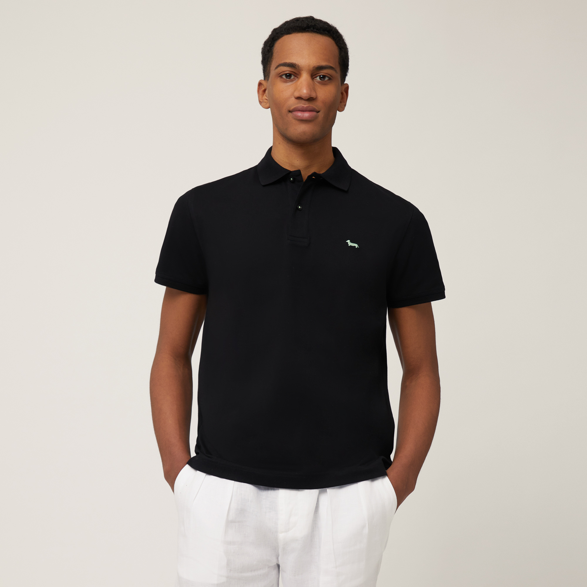 Cotton Polo with Dachshund, Black, large image number 0