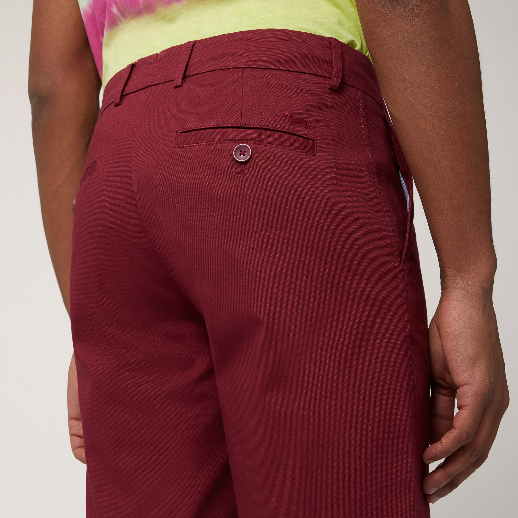 Stretch Cotton Bermuda Shorts, Burgundy, large image number 2