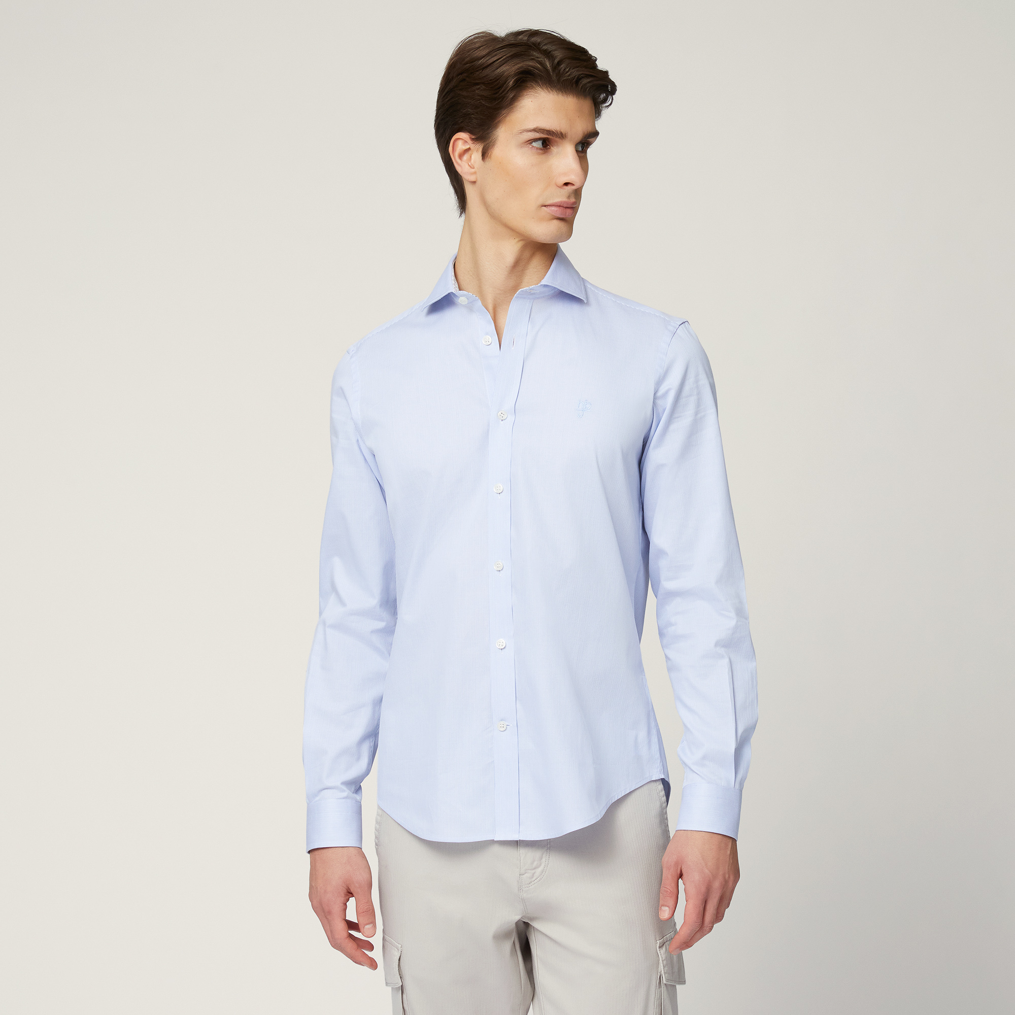 Camicia In Cotone Microrighe